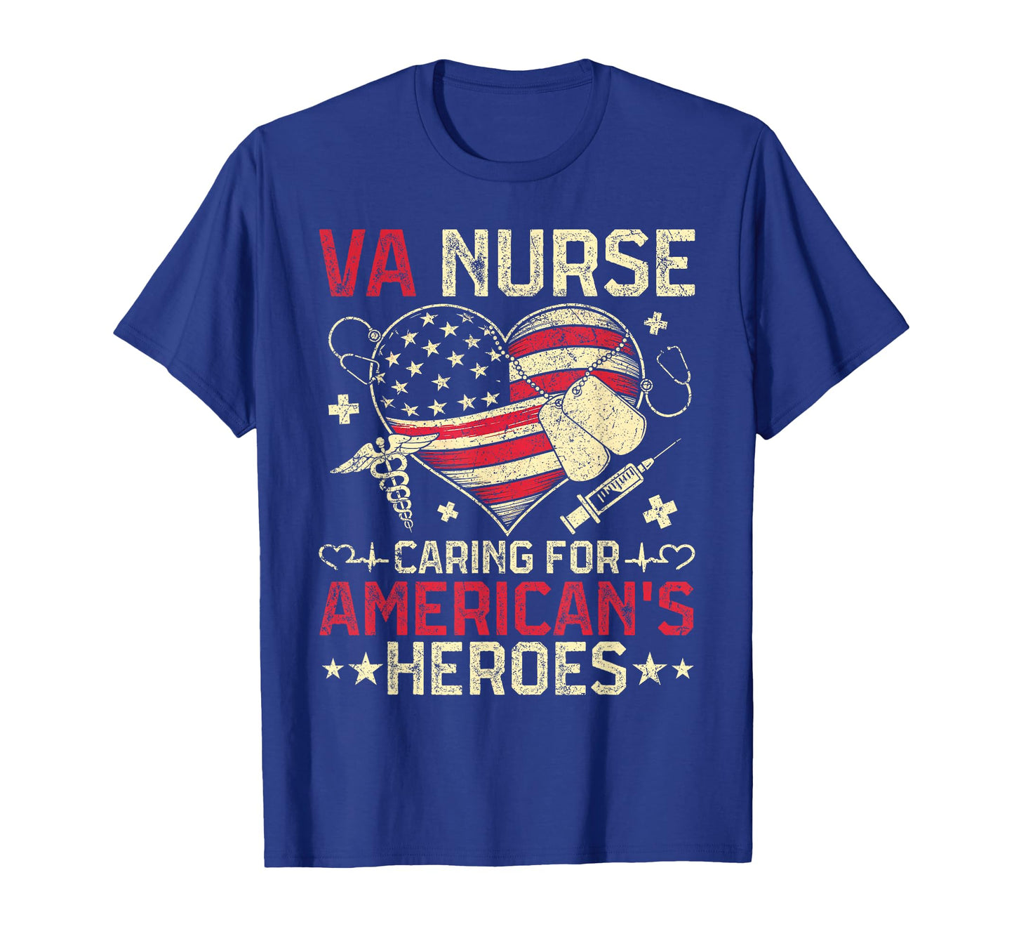 VA Nurse Caring For America's Heroes Veterans Day USA Heart T-Shirt