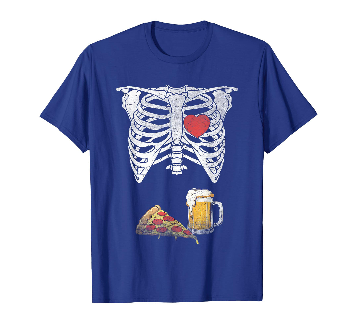 Dad Skeleton Halloween Beer Pizza Funny Pregnancy Couple Men T-Shirt
