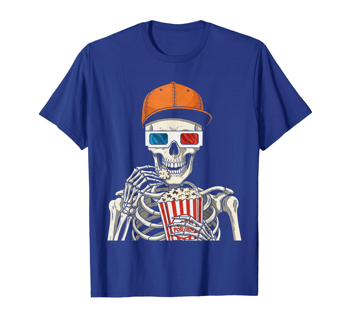 Skeleton Watch Horror Halloween Fun Spooky Skeleton Popcorn T-Shirt