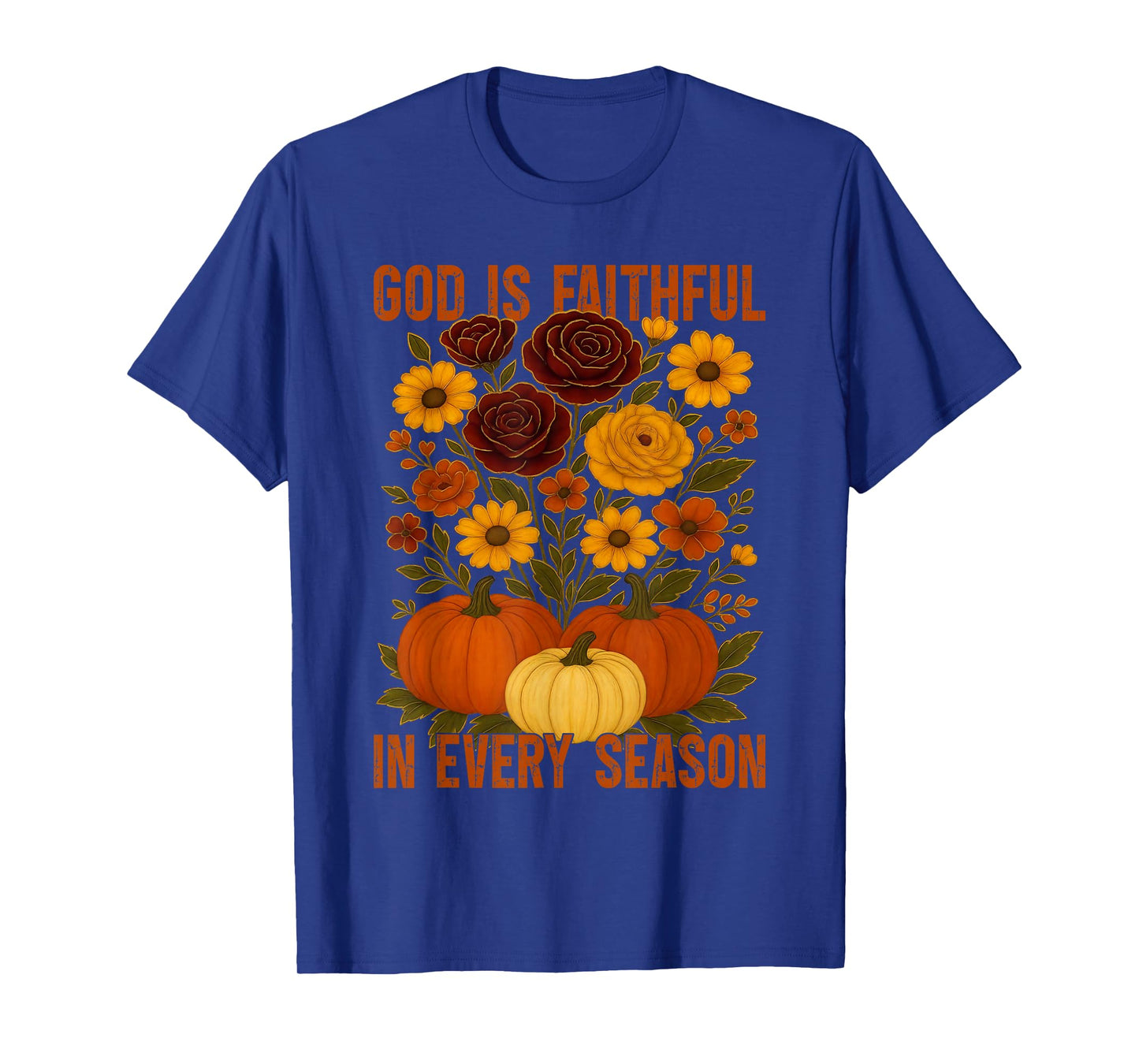 God is Faithful in Every Season Christian Fall Boho Floral T-Shirt