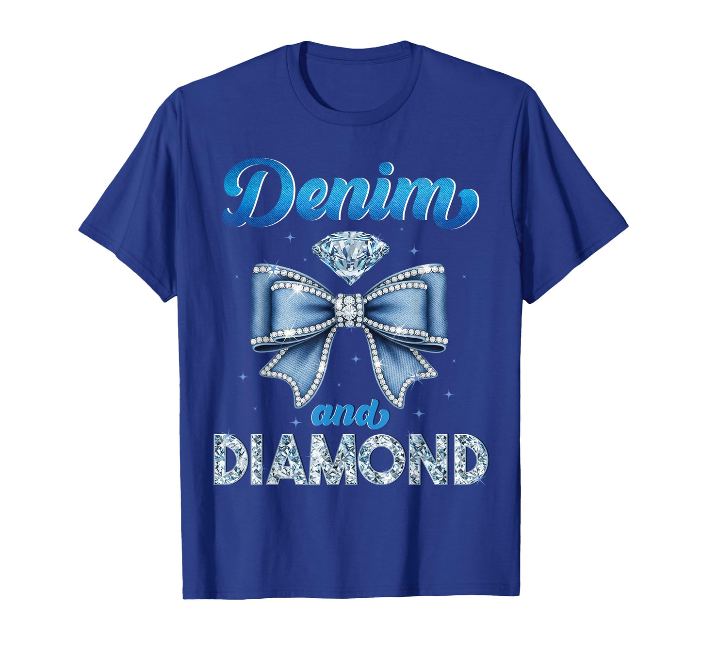 Denim And Diamonds Coquette Bow Ladies Women T-Shirt