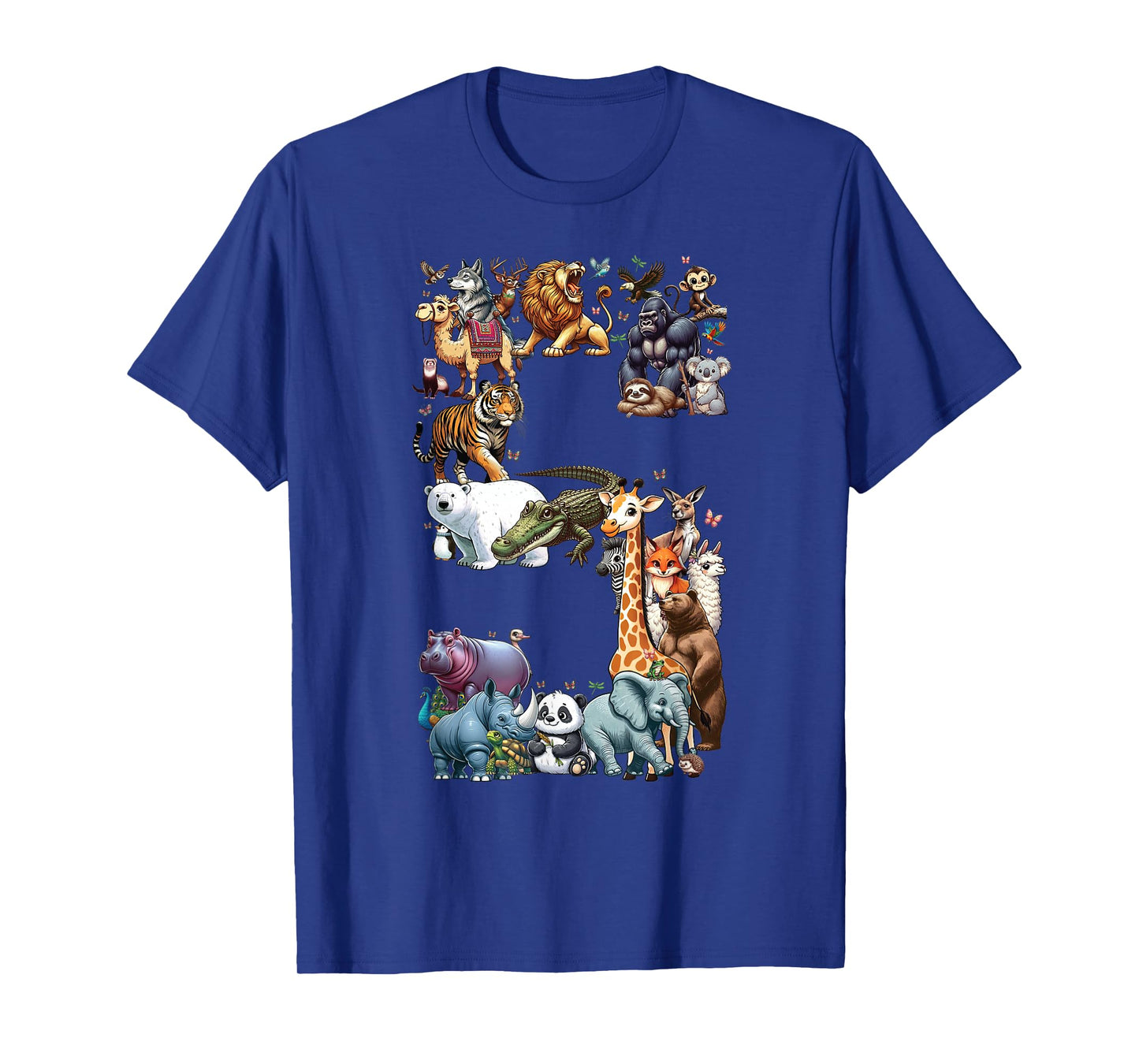 5th Birthday 5 Years Old Zoo Animals Wildlife Safari Jungle T-Shirt