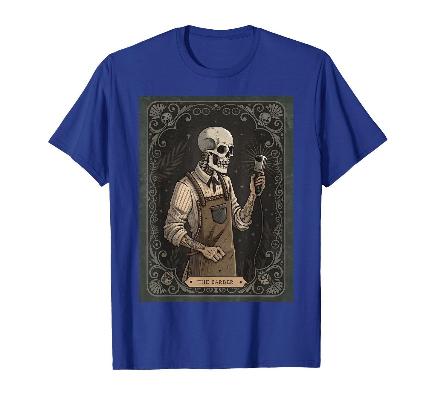 The Barber Tarot Card Gothic Skeleton Haircut Shop Halloween T-Shirt