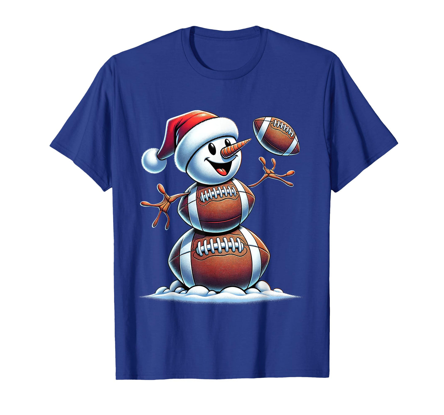 Football Snowman Christmas Cute American Football Kids Boys T-Shirt
