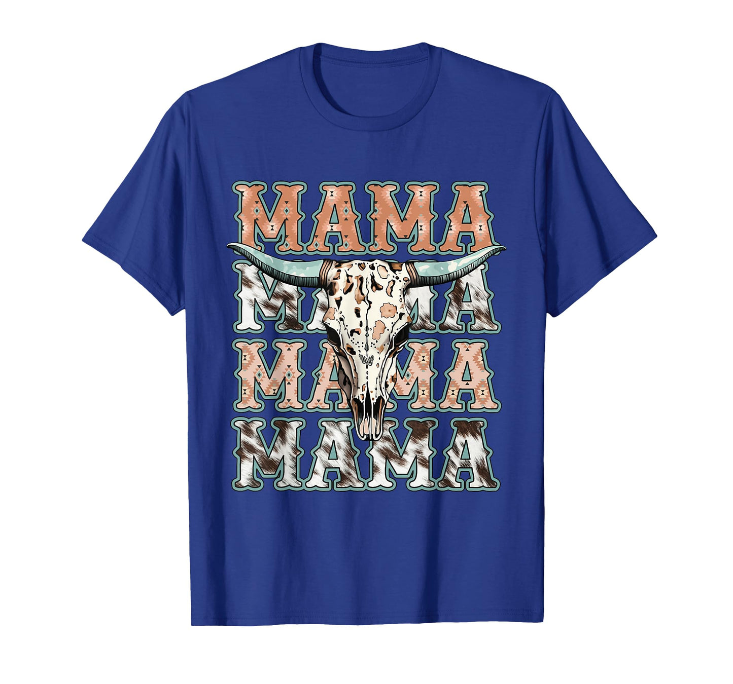Mama Western Retro Groovy Cow Skull Country Rodeo Mother Day T-Shirt