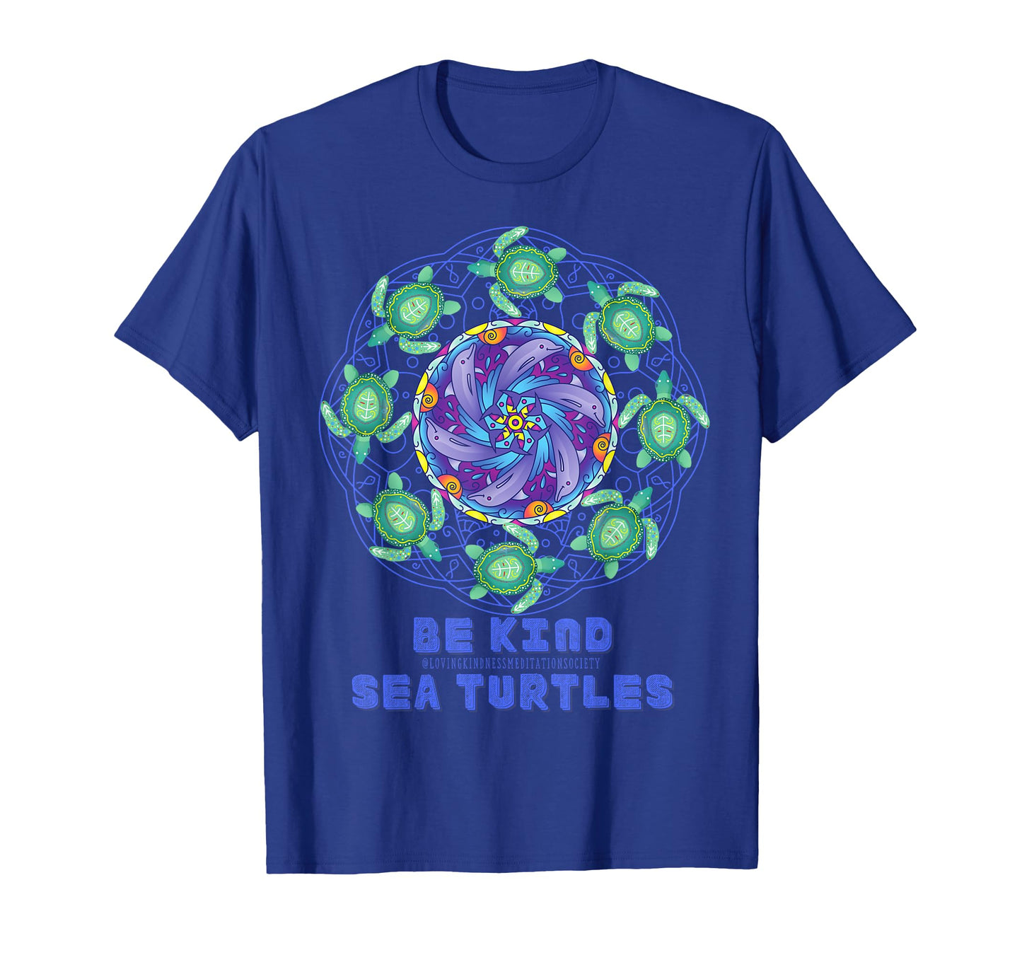 Sea Turtle Dolphins Mandala Ocean Surf Beach Loving Kindness T-Shirt