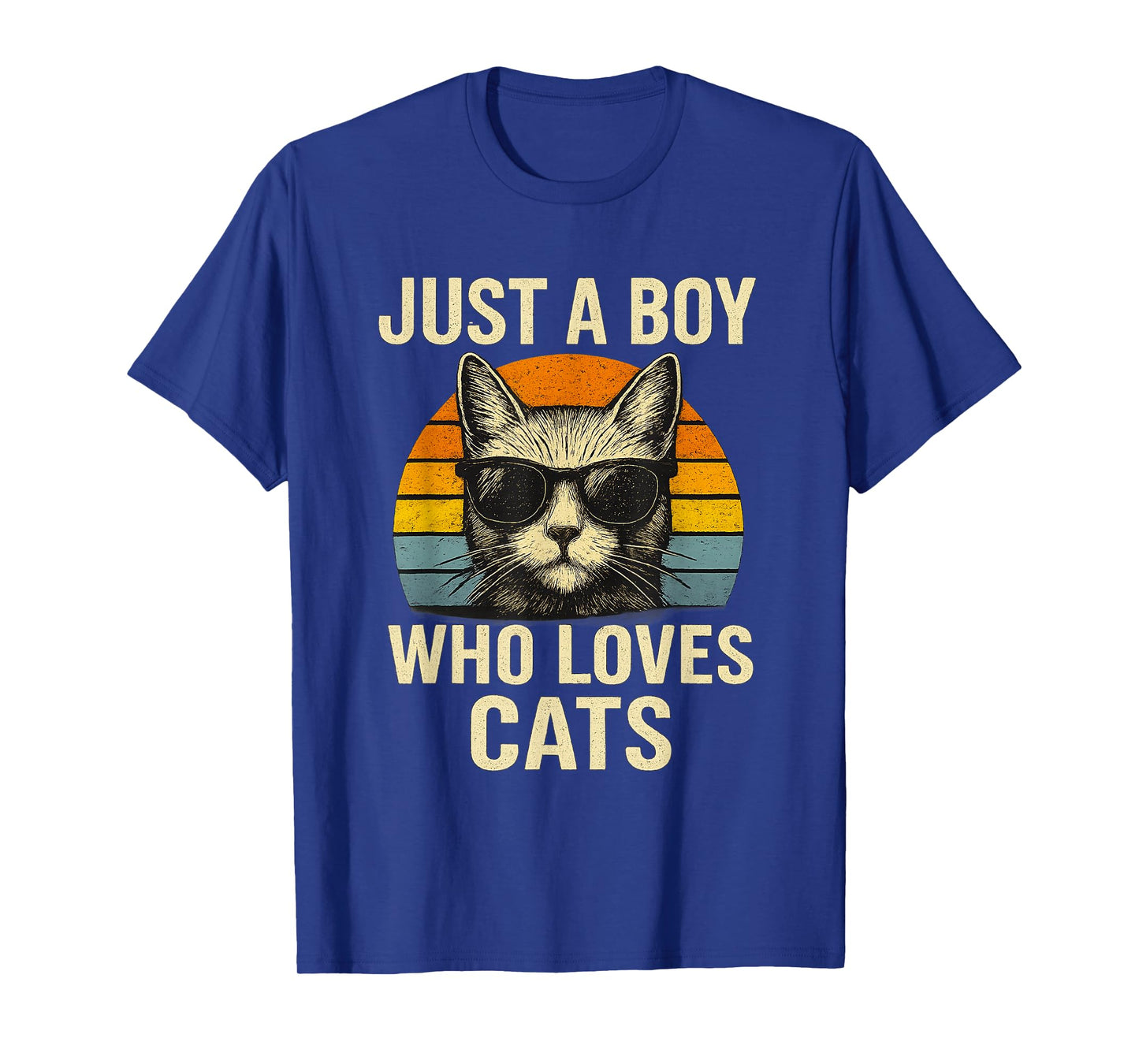 Vintage Just A Boy Who Loves Cats Boy Kid Cat Lover For Boys T-Shirt