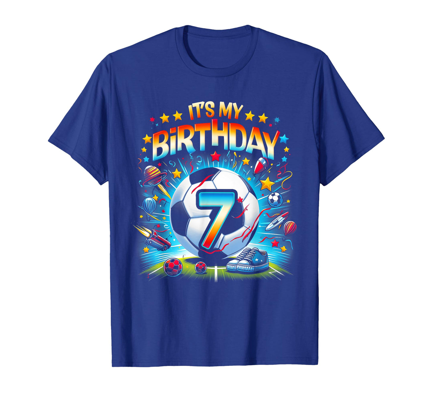 Kids It's My 7th Birthday Boys Soccer Football 7 Years Old T-Shirt