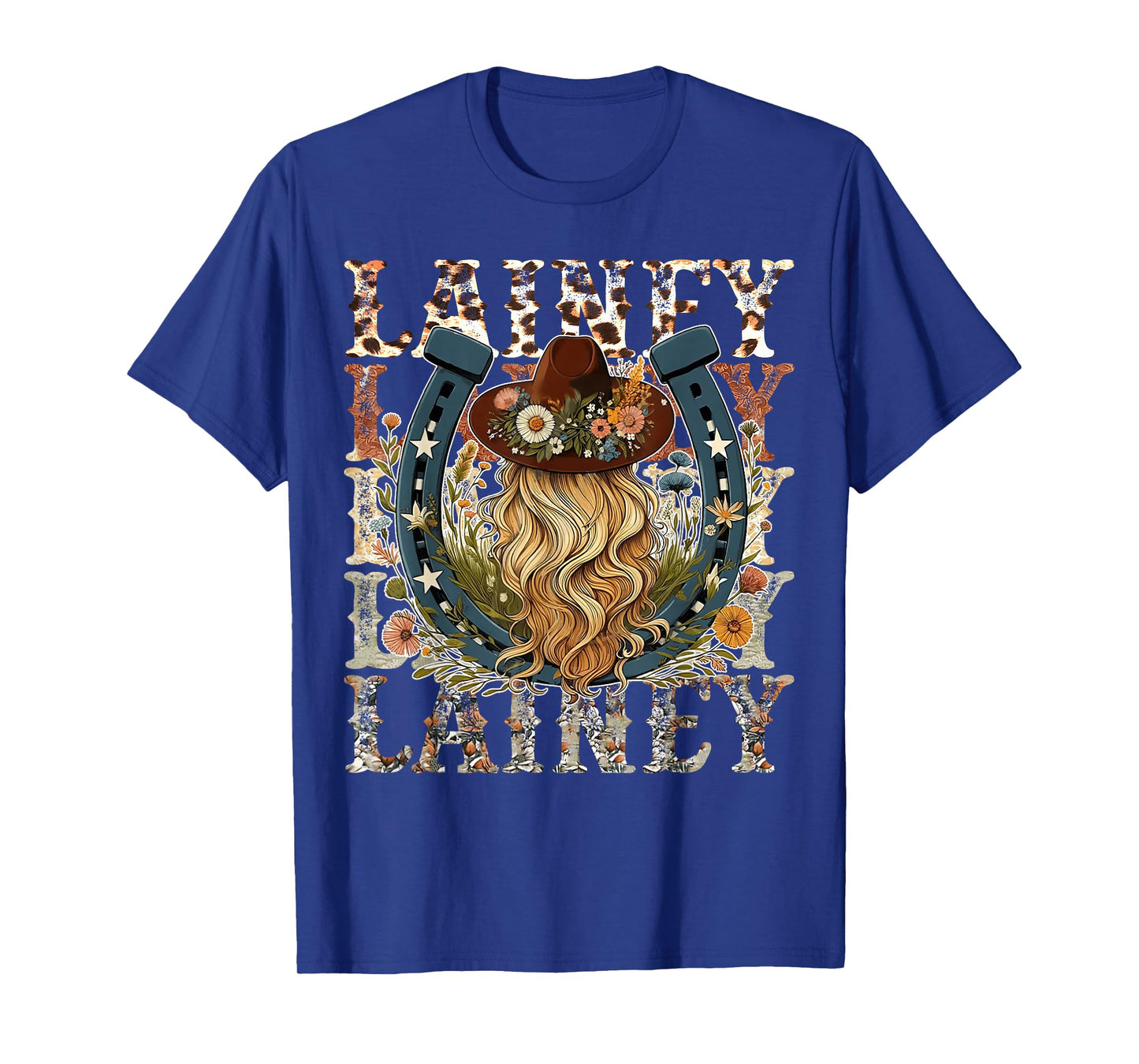 Lainey First Name Personalized Birthday Cowgirl Black Retro Unisex-Kids/Adults T-Shirt