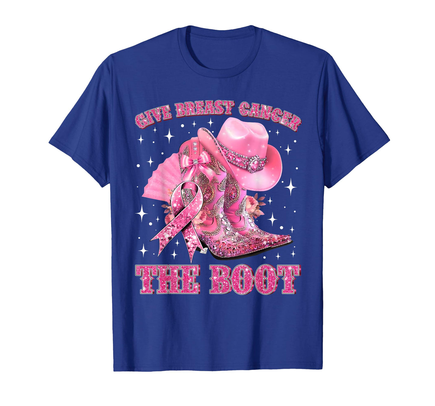 Cowgirl Western Give Breast Cancer The Boot Pink Ribbon T-Shirt