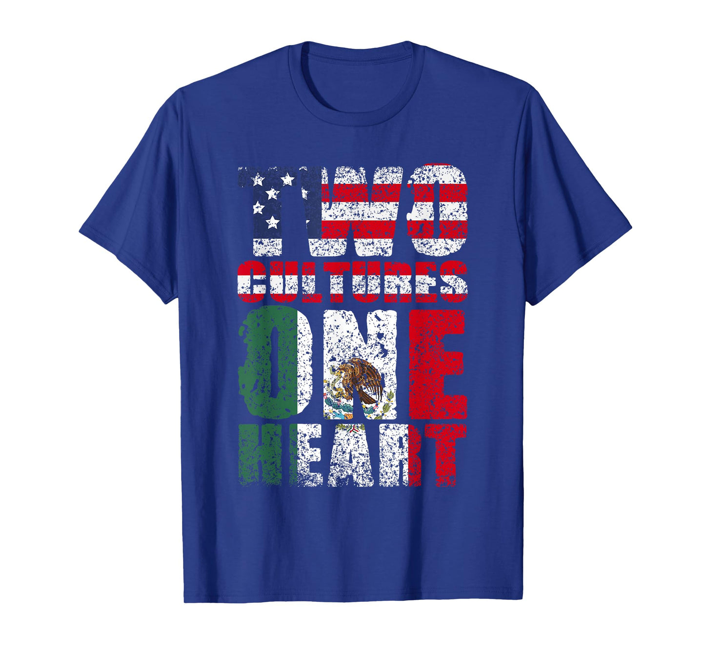 Two Cultures One Heart America Usa Mexico Mexican American T-Shirt