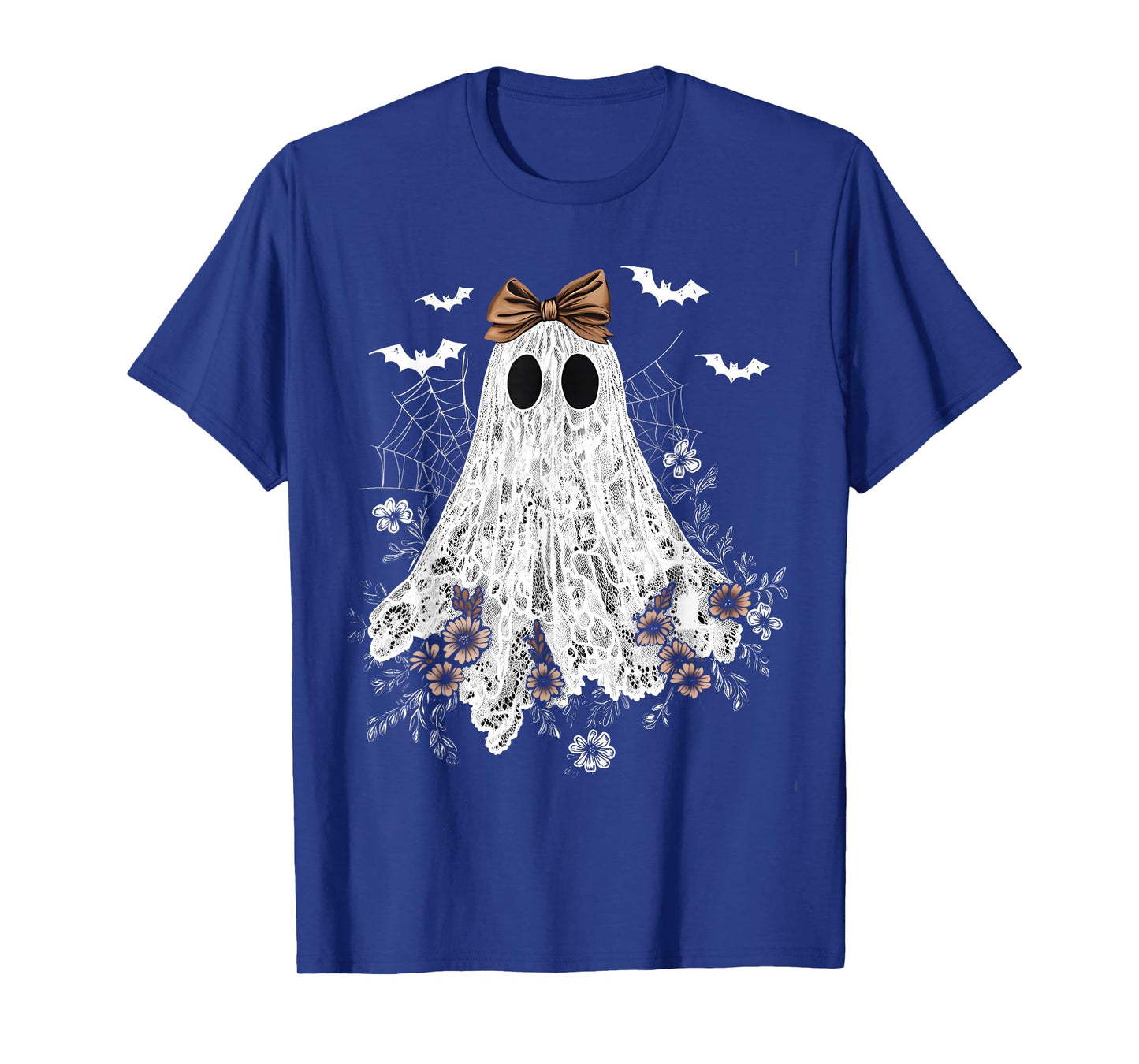 Cute Floral Lace Ghost Boujee Coquette Bow Spooky Halloween T-Shirt
