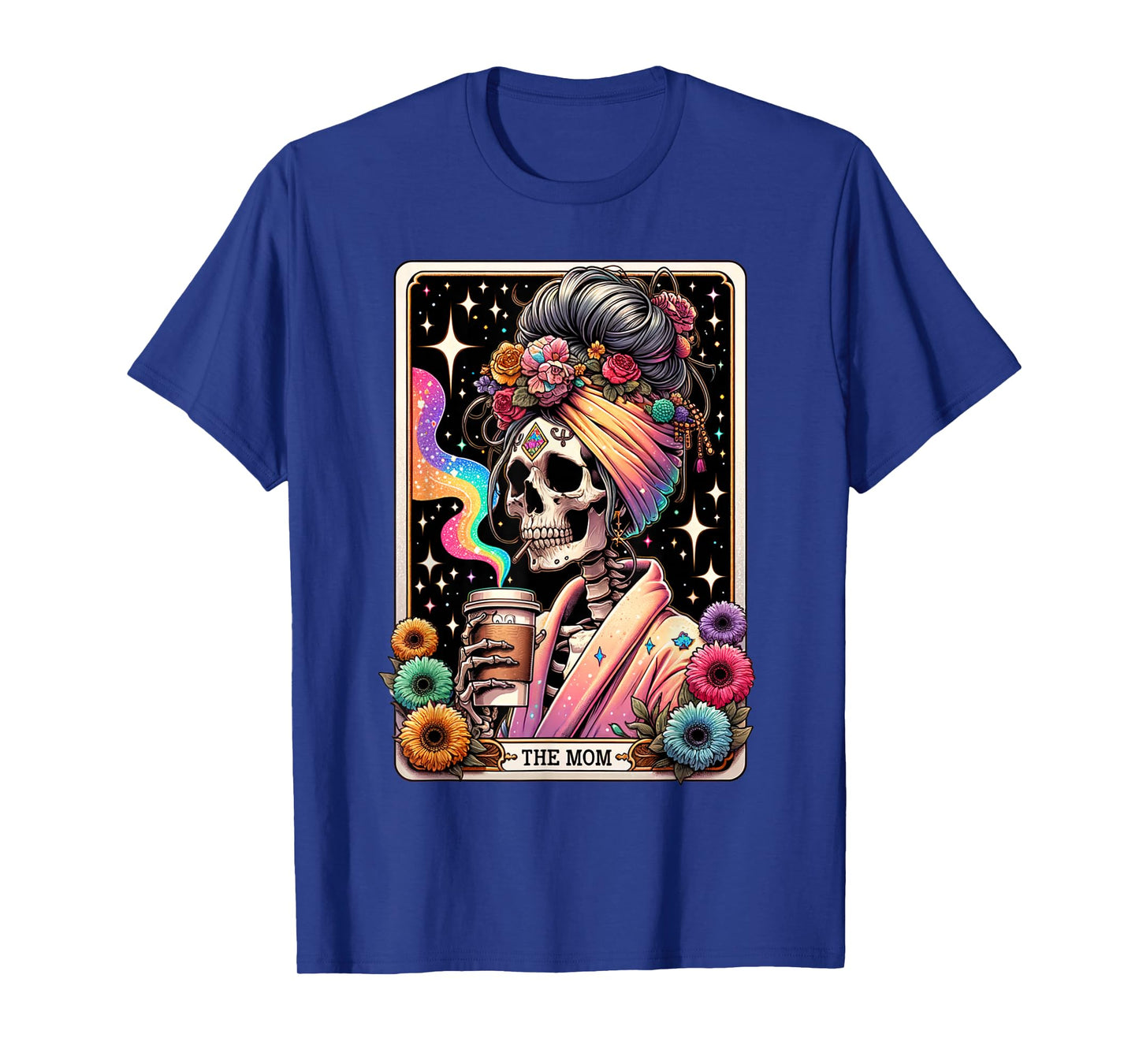 The Mom Funny Tarot Card Women Messy Bun Coffee Mommy Mama T-Shirt
