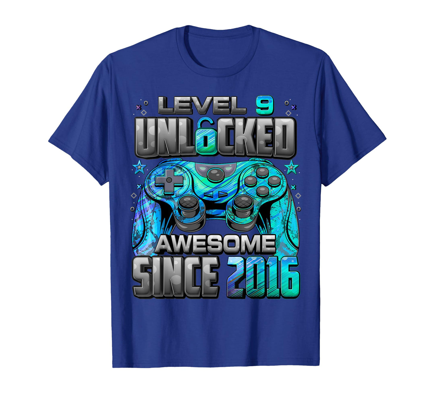 Level 9 Unlocked Awesome Since 2016 9th Birthday Gaming T-Shirt
