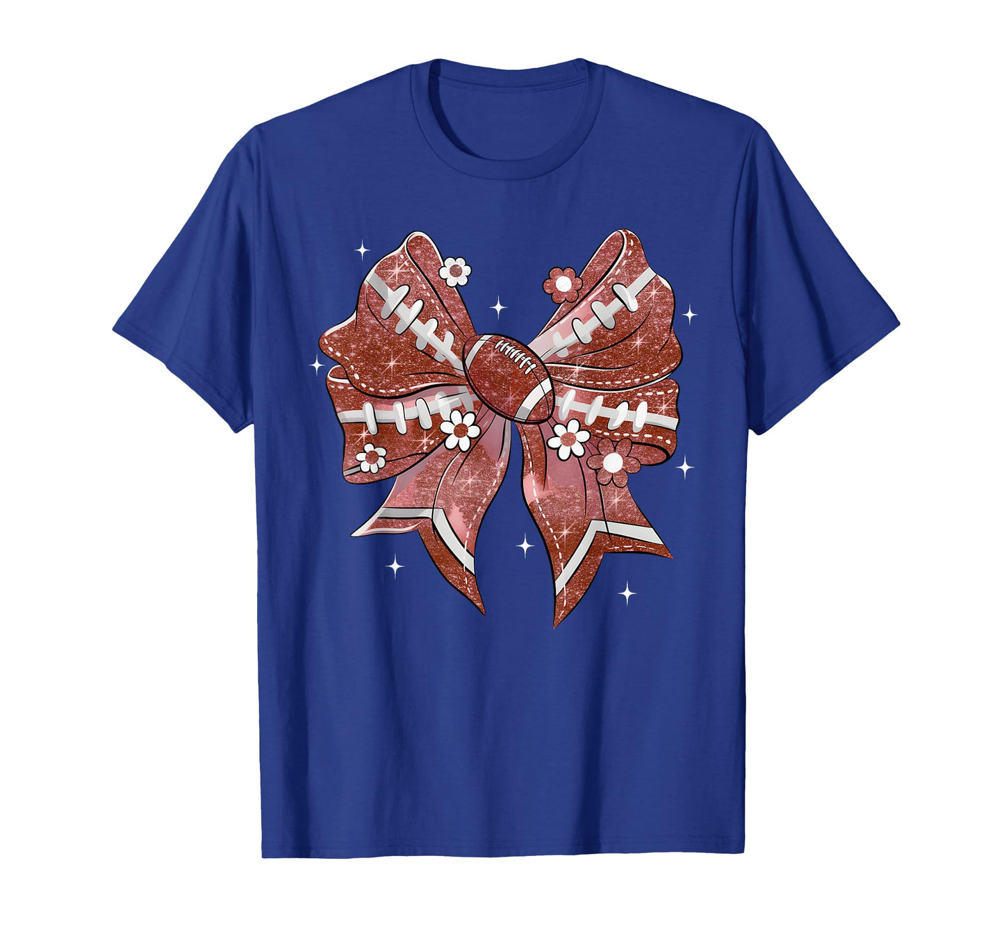 Coquette Bow Football Game Day for Football Mom Sister Teens T-Shirt