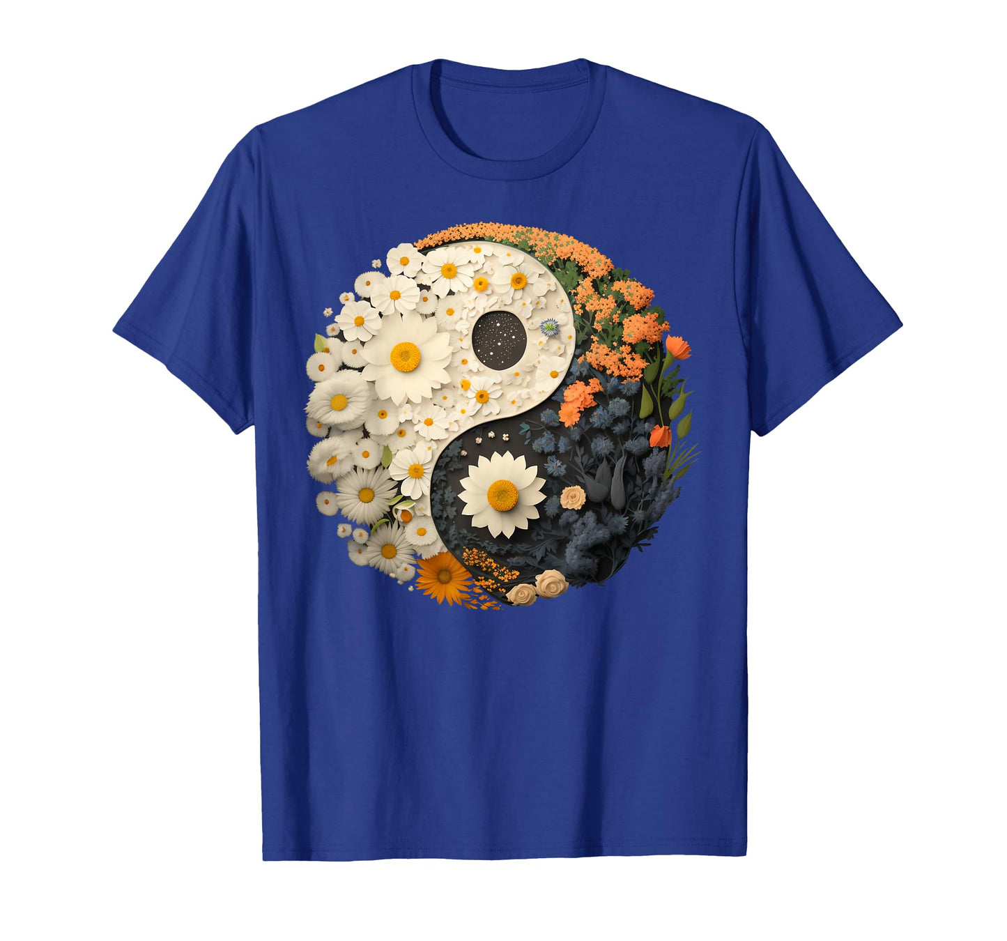 Floral Taoism Yin Yang Symbol on Flower Taijitu Yin Yang T-Shirt