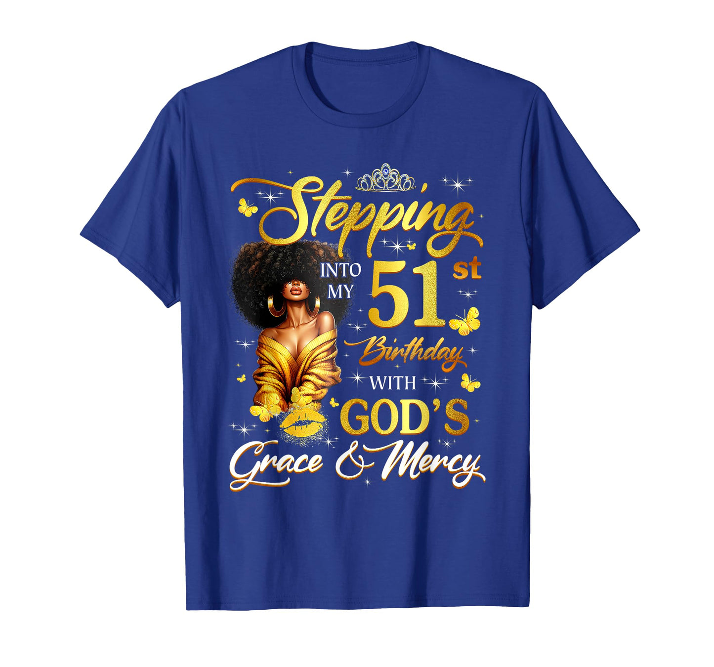Stepping Into My 51st Birthday Black Queen Bday T-Shirt