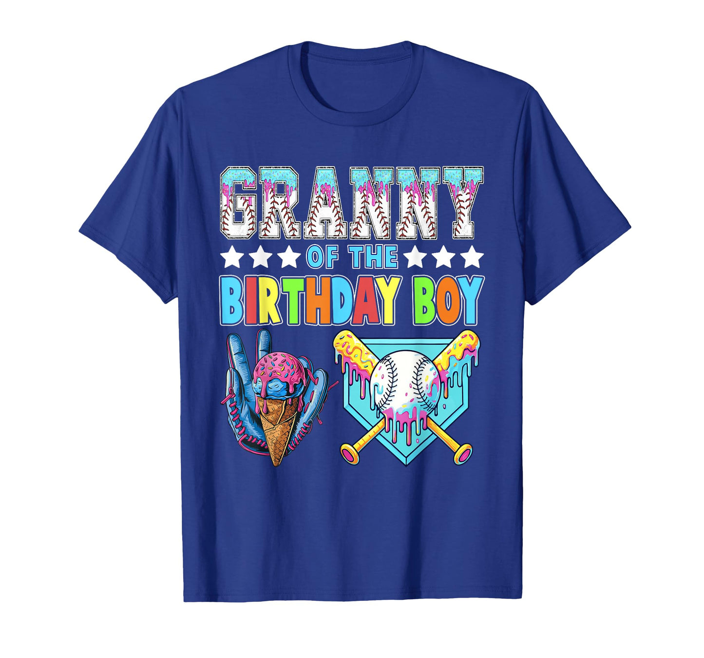 Baseball Ice Cream Drip Granny of The Birthday Boy T-Shirt