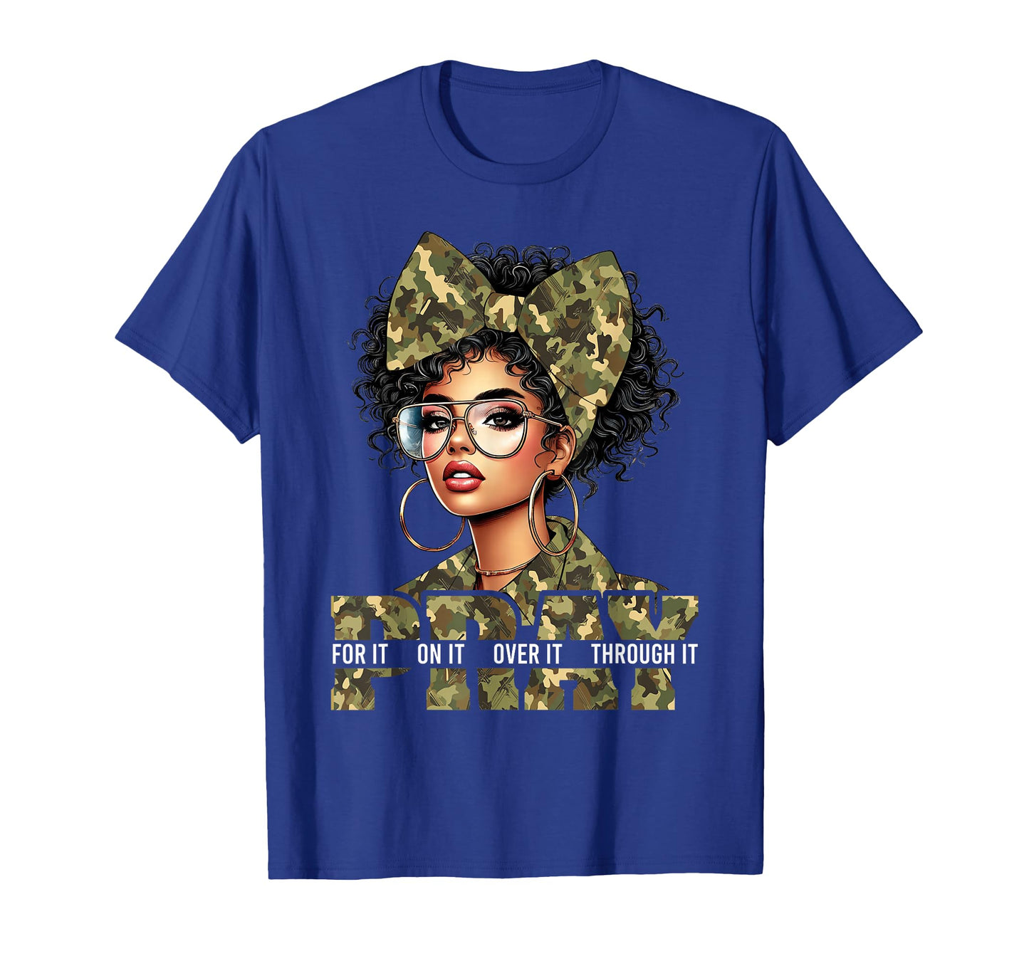 Pray On It Pray Over It Black Woman Afro Christian Sayings T-Shirt