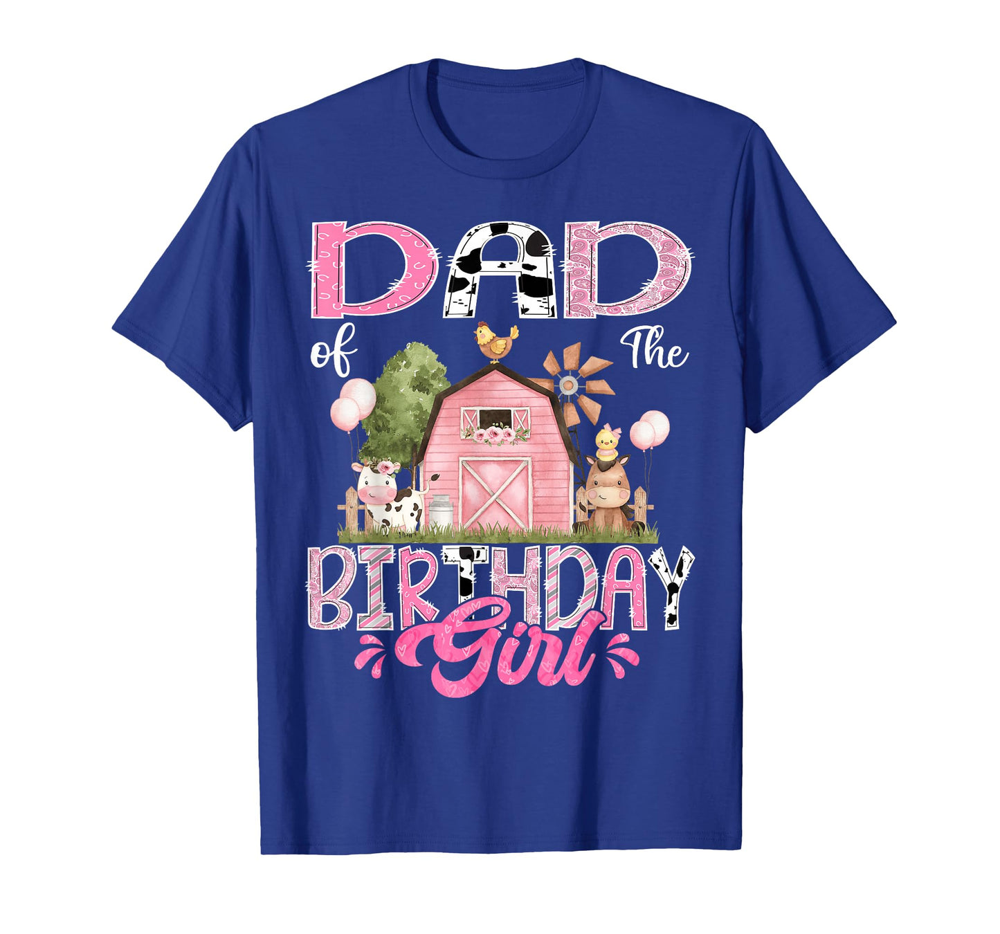 Dad Of The Birthday Girl 1St Birthday Pink Cow Farm T-Shirt