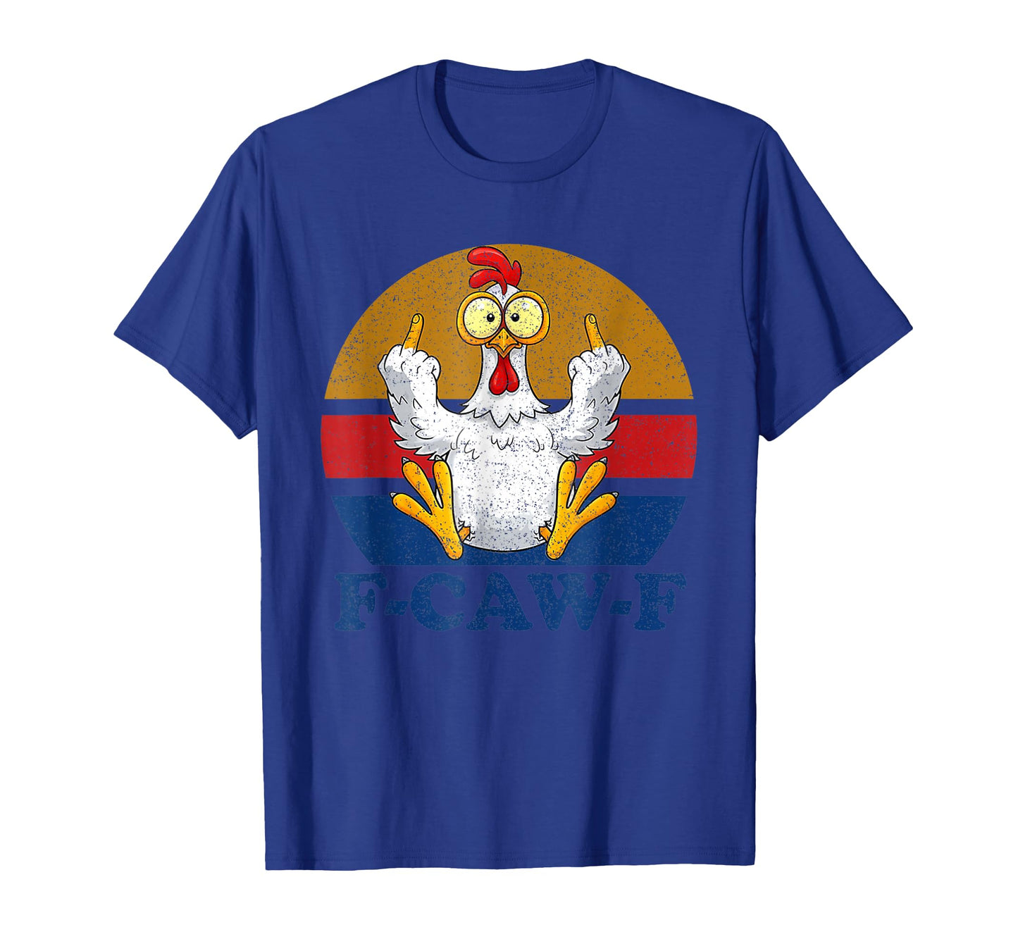 F-CAW-F Funny Chicken Flipping Off Vintage Retro Rooster T-Shirt