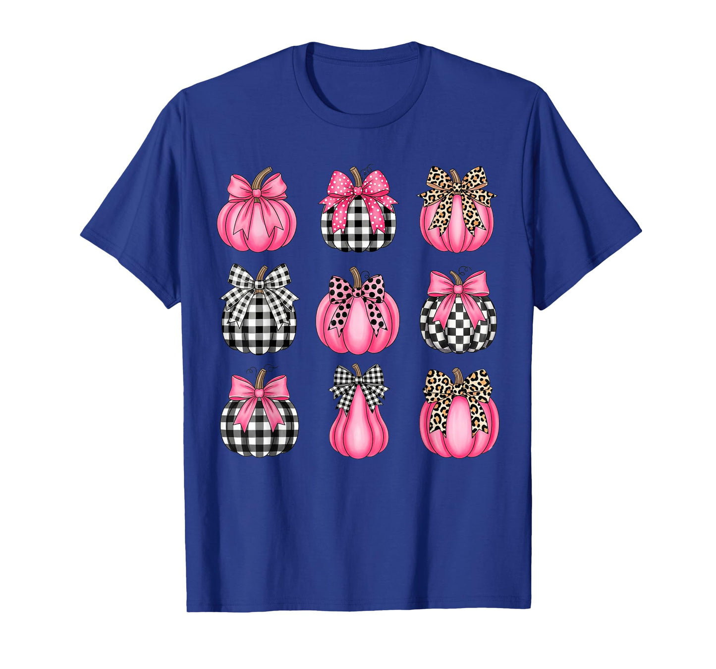Preppy Buffalo Plaid Pink Pumpkin Shirt Bow Coquette Trendy T-Shirt