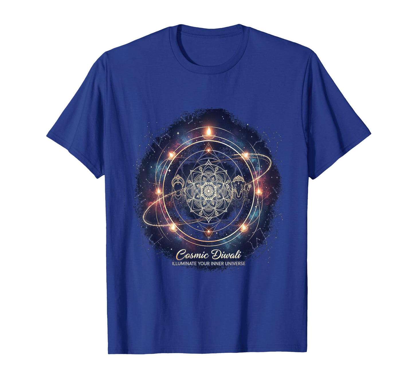 Cosmic Diwali Mandala, Meditation,Spiritual, Festive T-Shirt