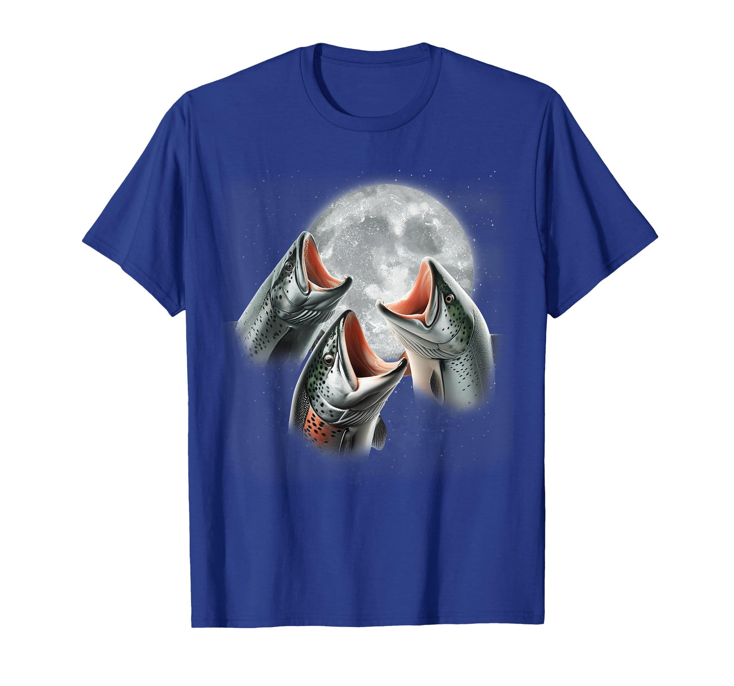 3 Salmon Fish Howling At The Moon Funny Salmon Fishing Lover T-Shirt