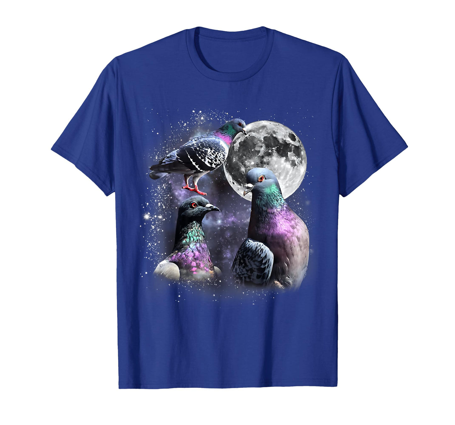 Funny Three Pigeon Moon Weird Cursed Meme 3 Pigeon Silly T-Shirt
