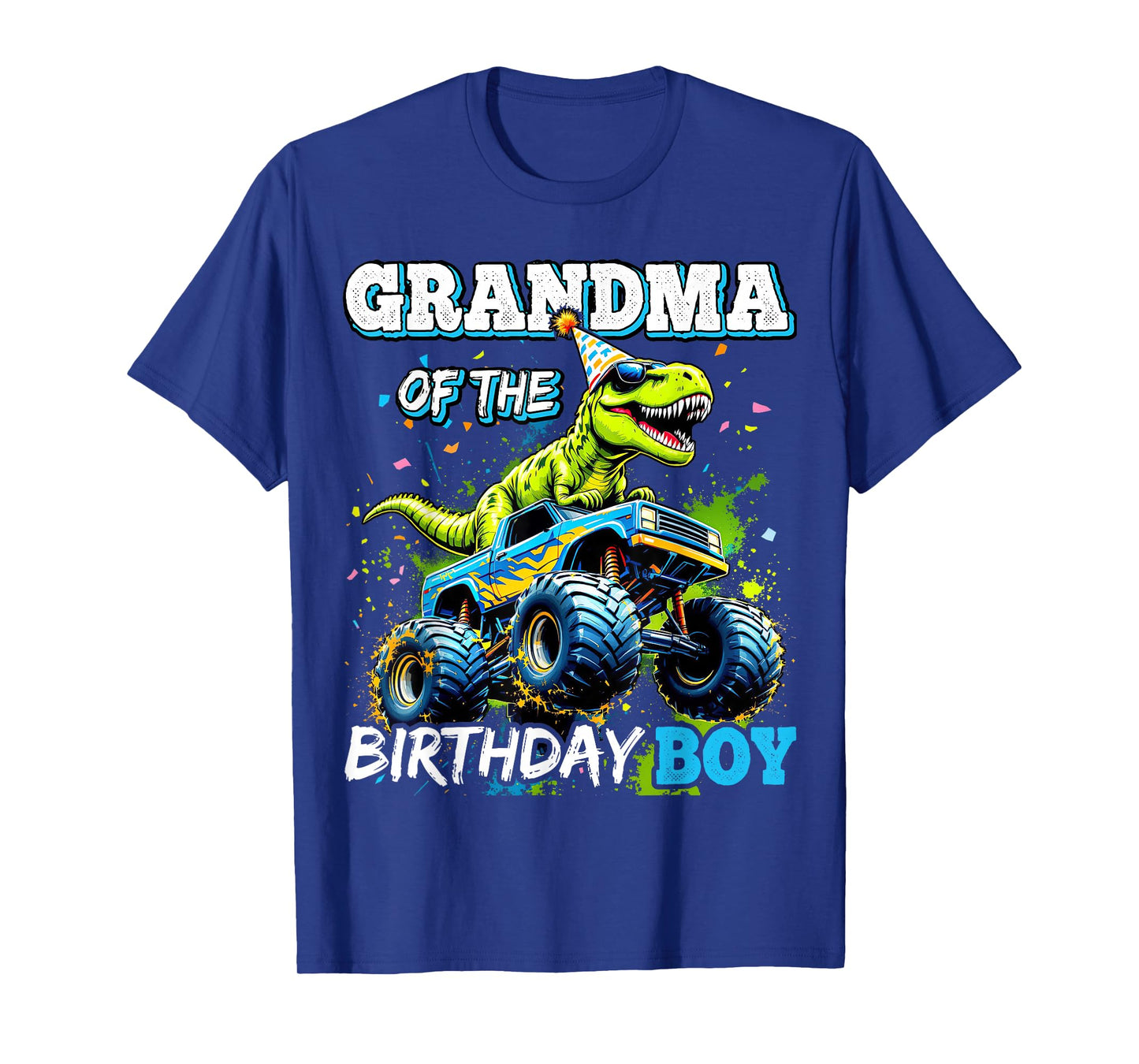 Grandma of the Birthday Boy Monster Truck Dinosaur Party T-Shirt