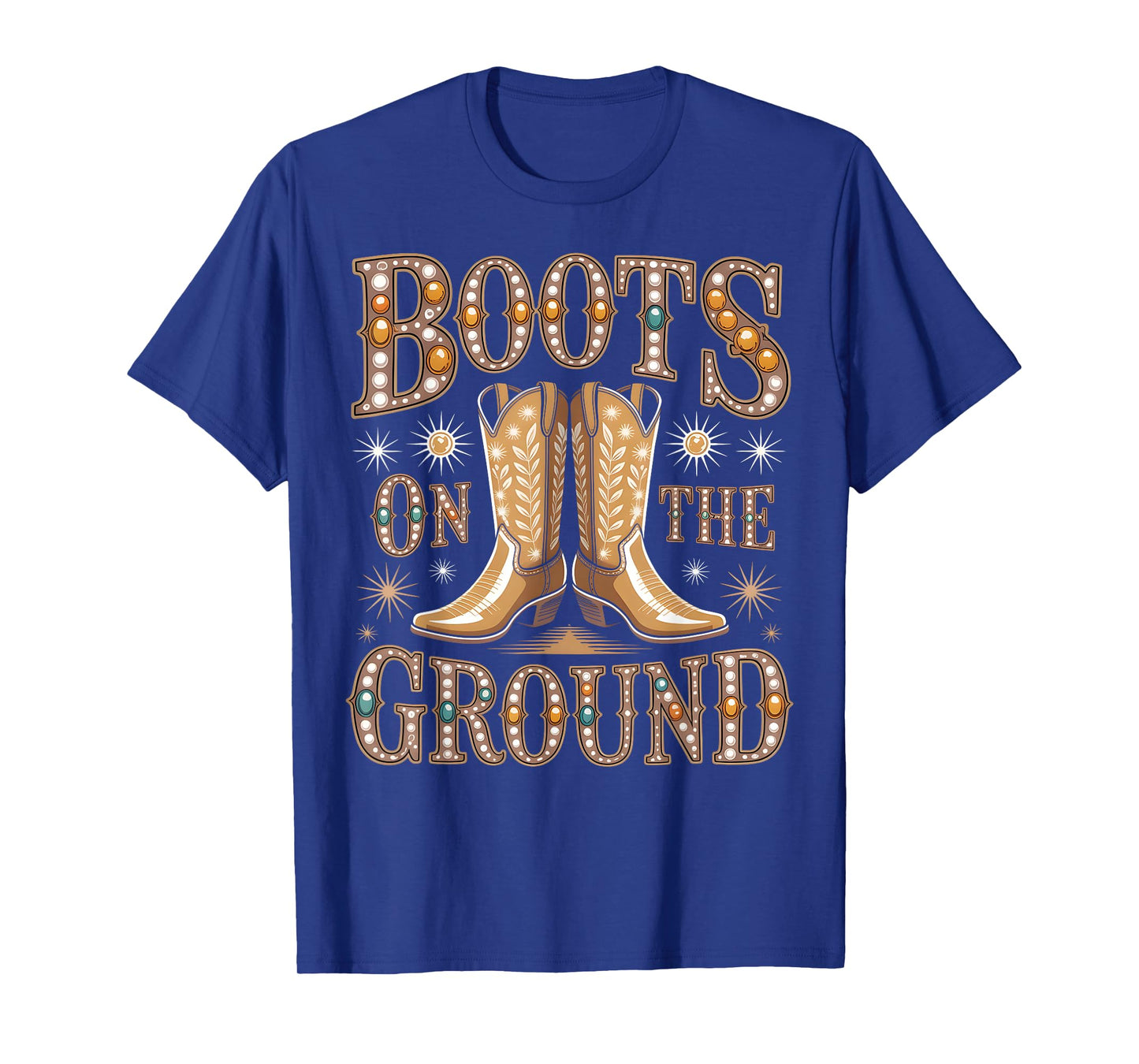Boots On The Ground Black Cowgirl Western Where Them Fans At T-Shirt