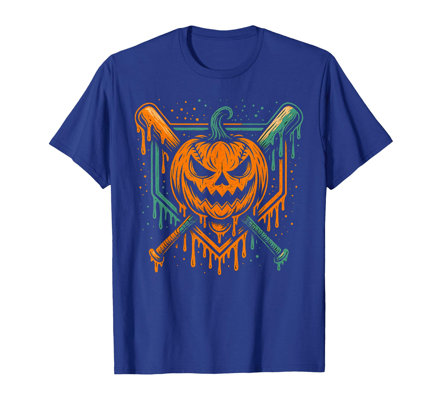 Pumpkin Halloween Baseball Ice Cream Drip Spooky Boys Youth T-Shirt
