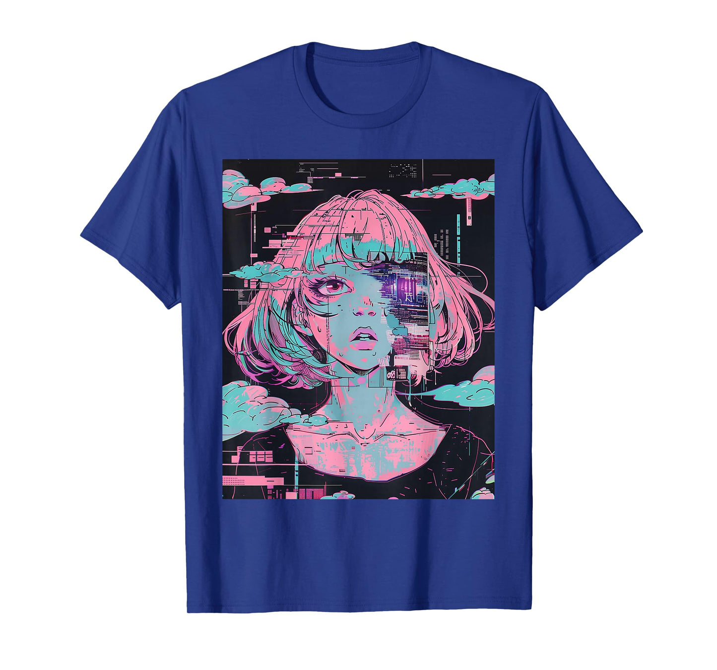 Anime Girl Vaporwave Glitchcore Pastel Goth Distressed T-Shirt
