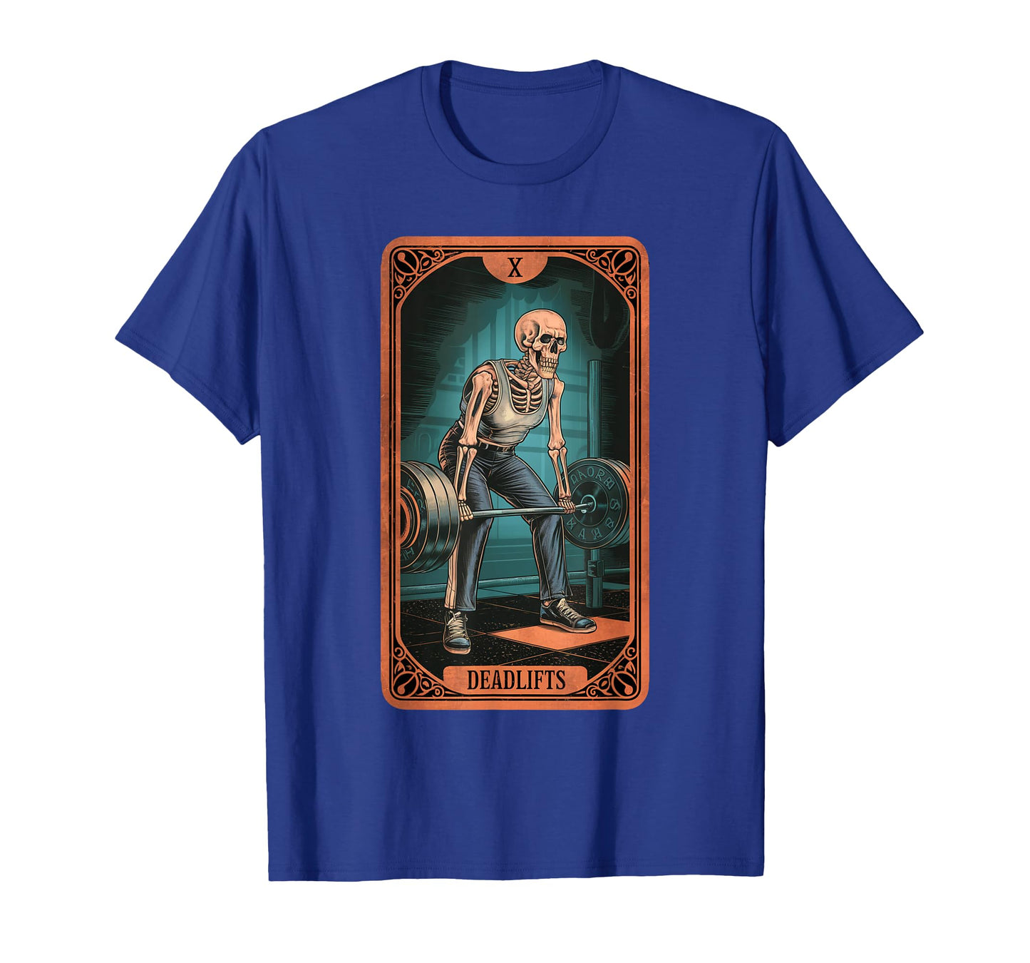 Tarot Skeleton Card Deadlifts Powerlifting Weightlifting Gym T-Shirt