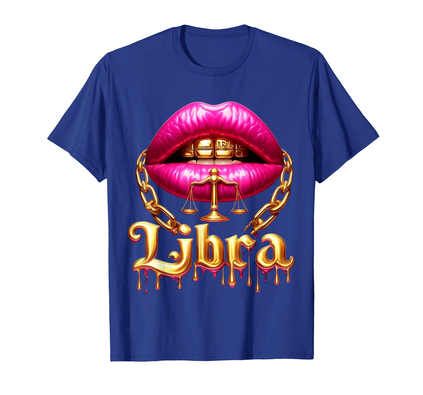 Libra Queens Birthday Pink Lips Afro Girls Libra Zodiac Sign T-Shirt