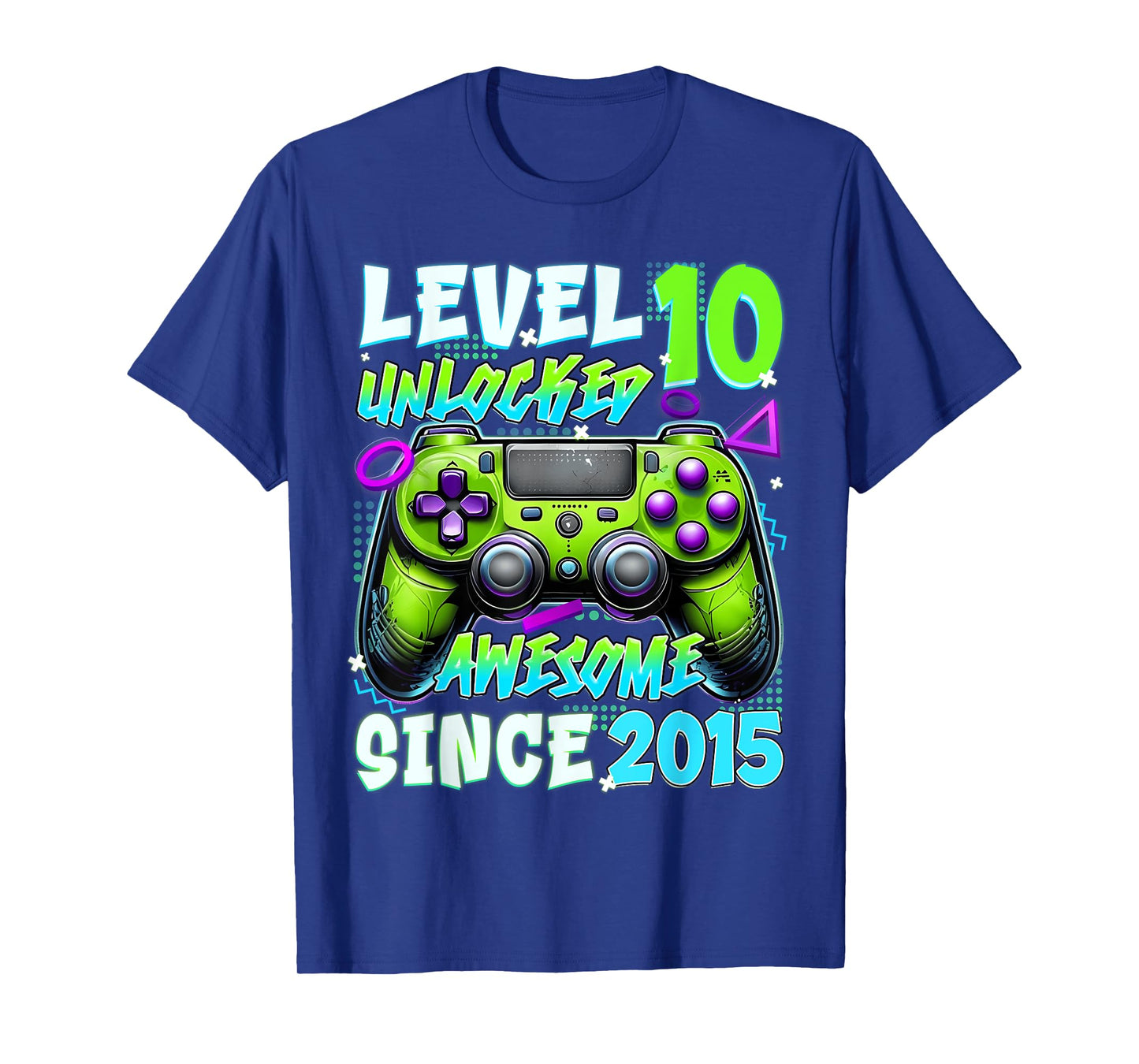 10th Birthday Game Level 10 Unlocked Awesome Since 2015 T-Shirt