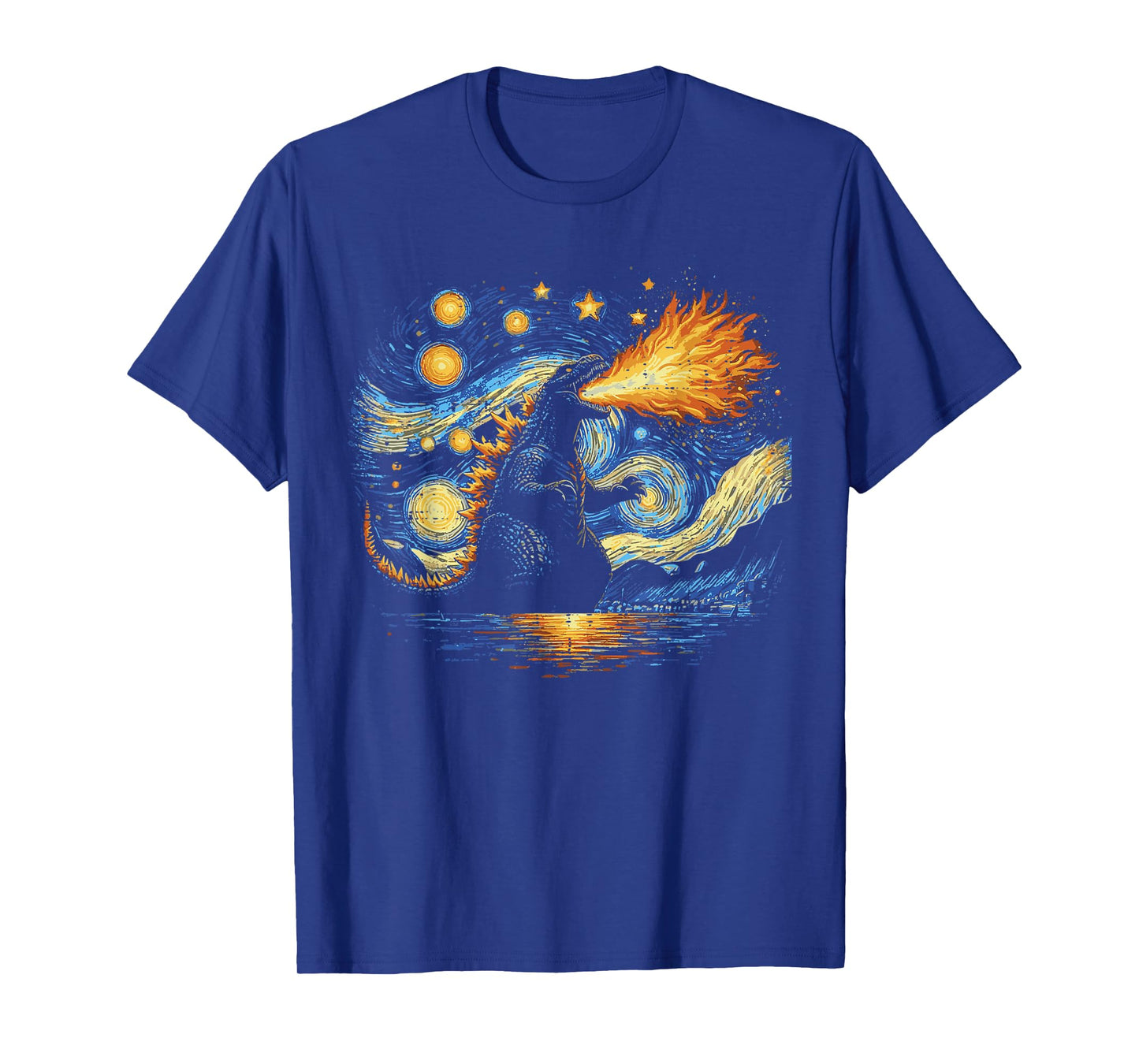 Japanese Starry Night Kaiju Funny Art Men Women Kids T-Shirt