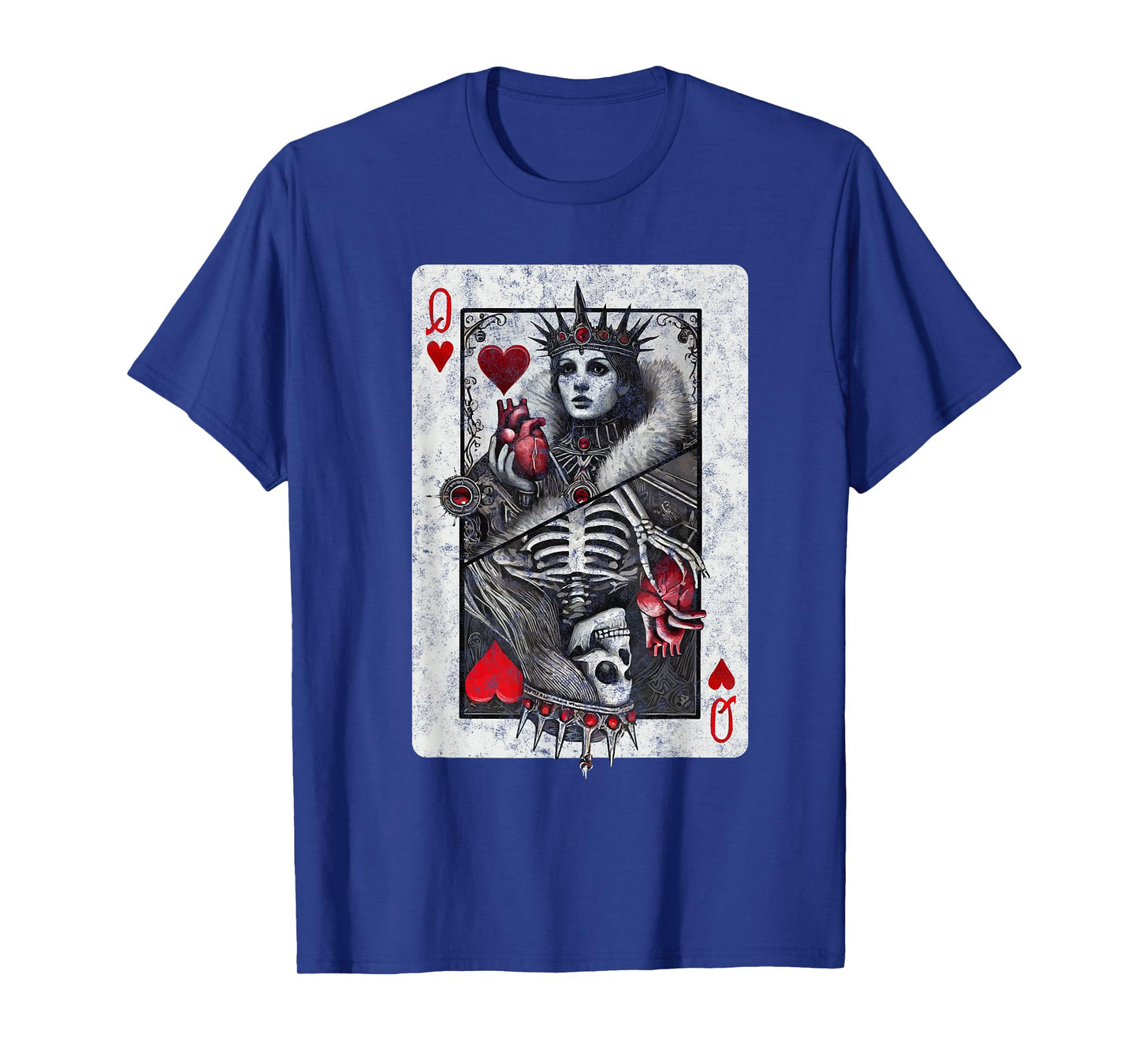 Playing Card Queen of Hearts Death Skeleton Halloween Tee T-Shirt