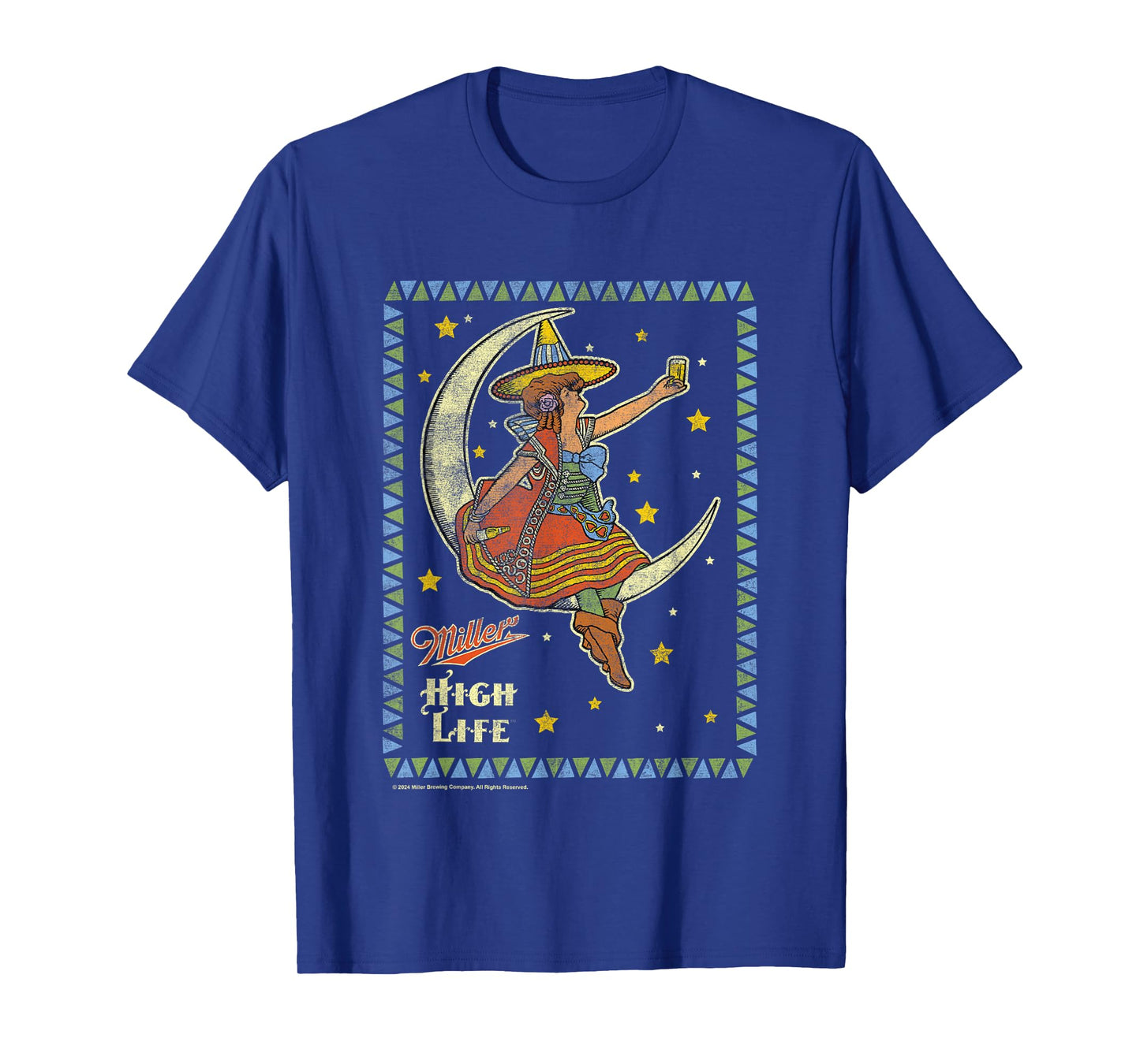 Miller High Life Girl On The Moon Vintage Stamp T-Shirt