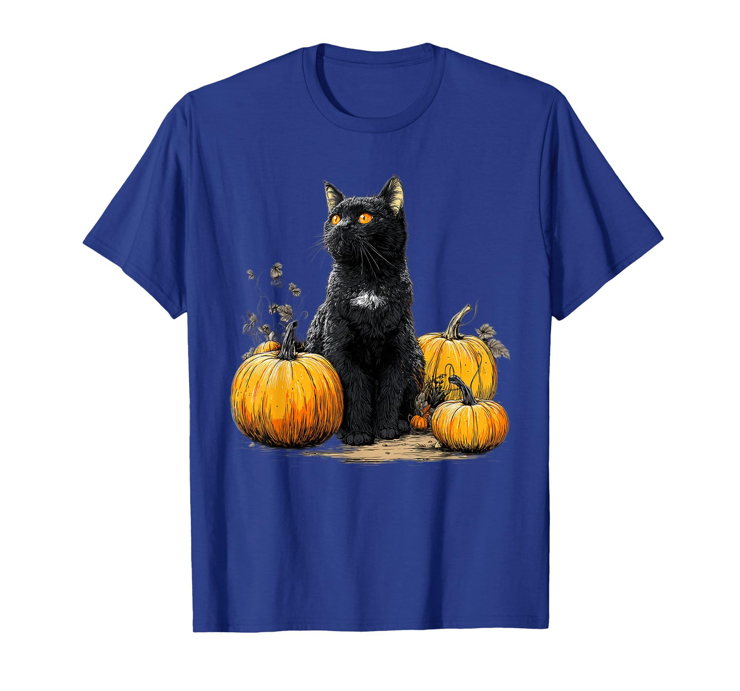 Black Cat Funny Halloween Pumpkin Cat Lover Cat Mom Dad T-Shirt