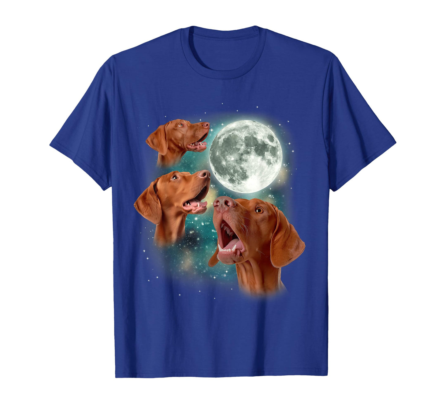 Three Vizsla Moon | 3 Magyar Meme Magic Dog Vizslas Canine Men Women T-Shirt