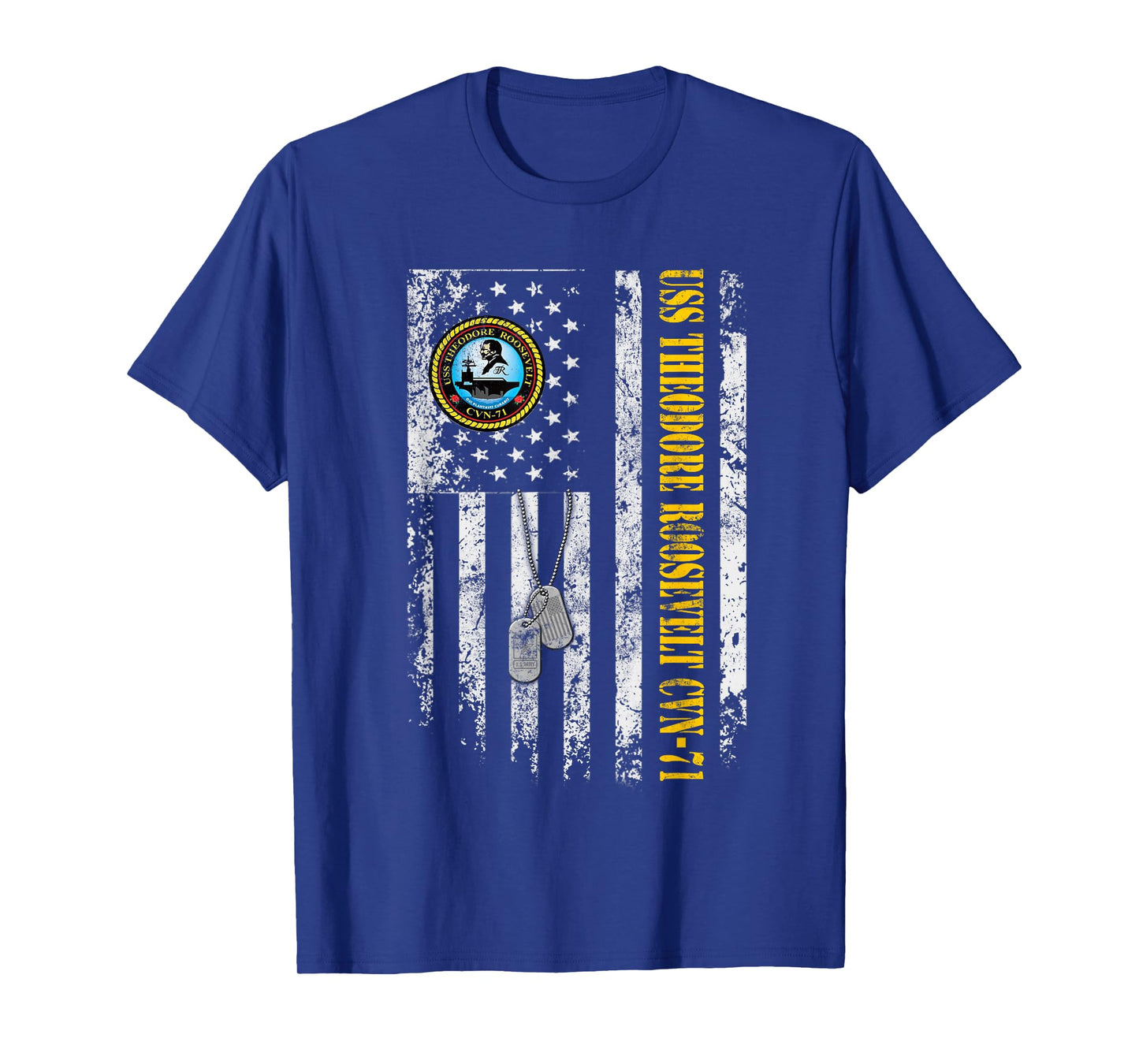 USS Theodore Roosevelt CVN-71 Veteran Flag Vintage Patriotic T-Shirt
