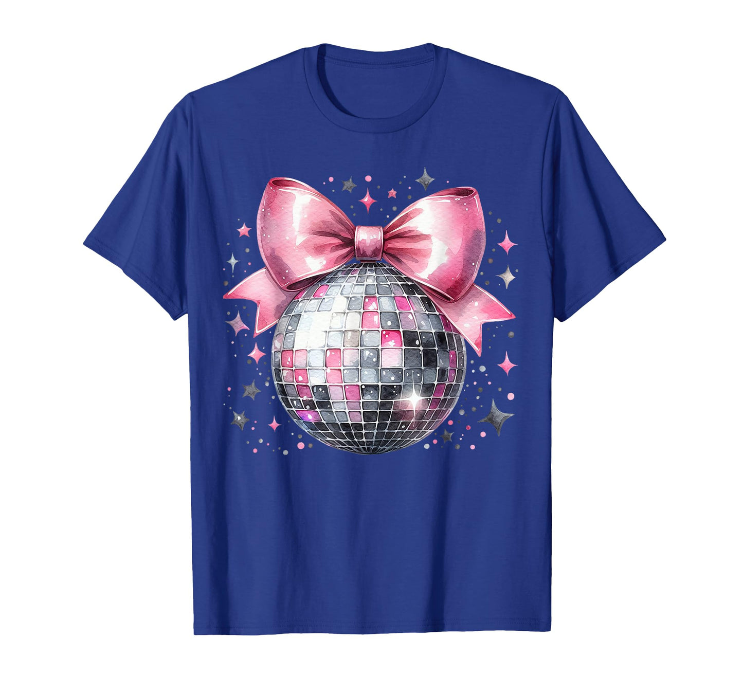 Aesthetic Disco Ball Pink Bow Preppy Mirror Ball 70s 80s T-Shirt