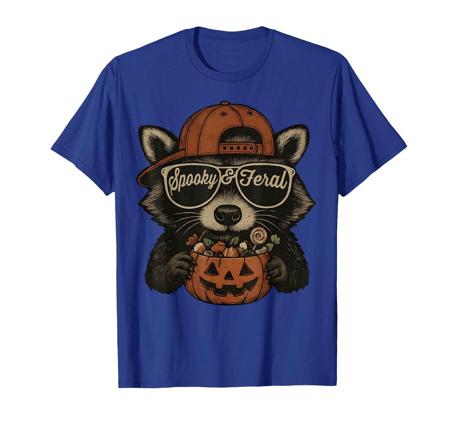 Spooky and Feral Halloween Cute Ghost Raccoon Trick Or Treat T-Shirt