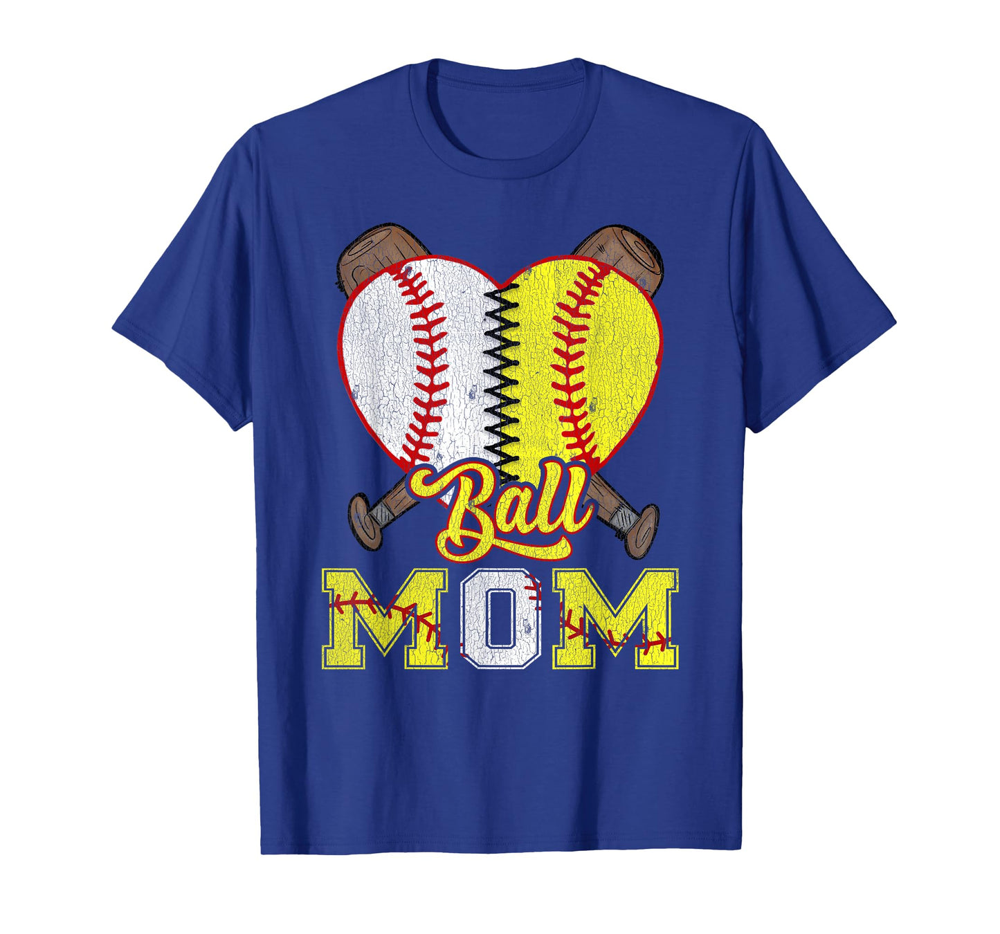Mom Of Both Ball Mom Half Softball Half Baseball T-Shirt