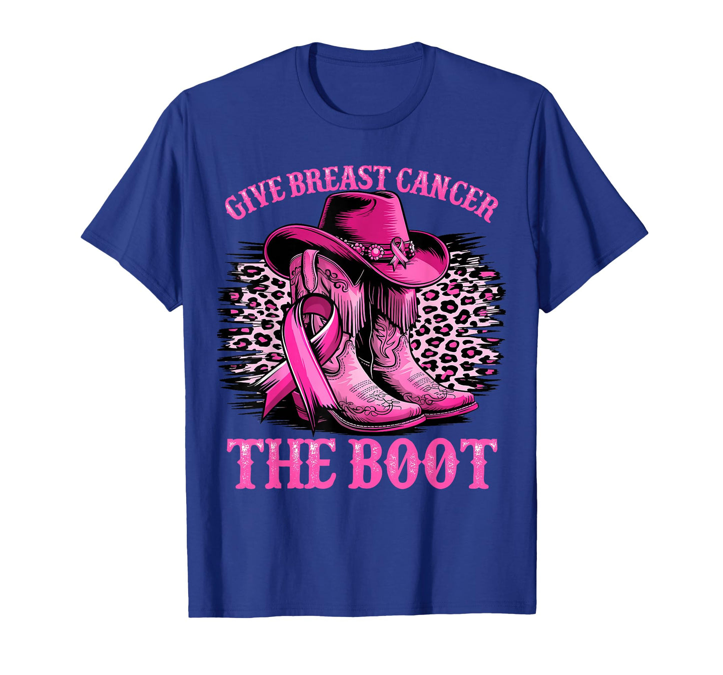 Cowgirl Western Give Breast Cancer The Boot Pink Ribbon T-Shirt