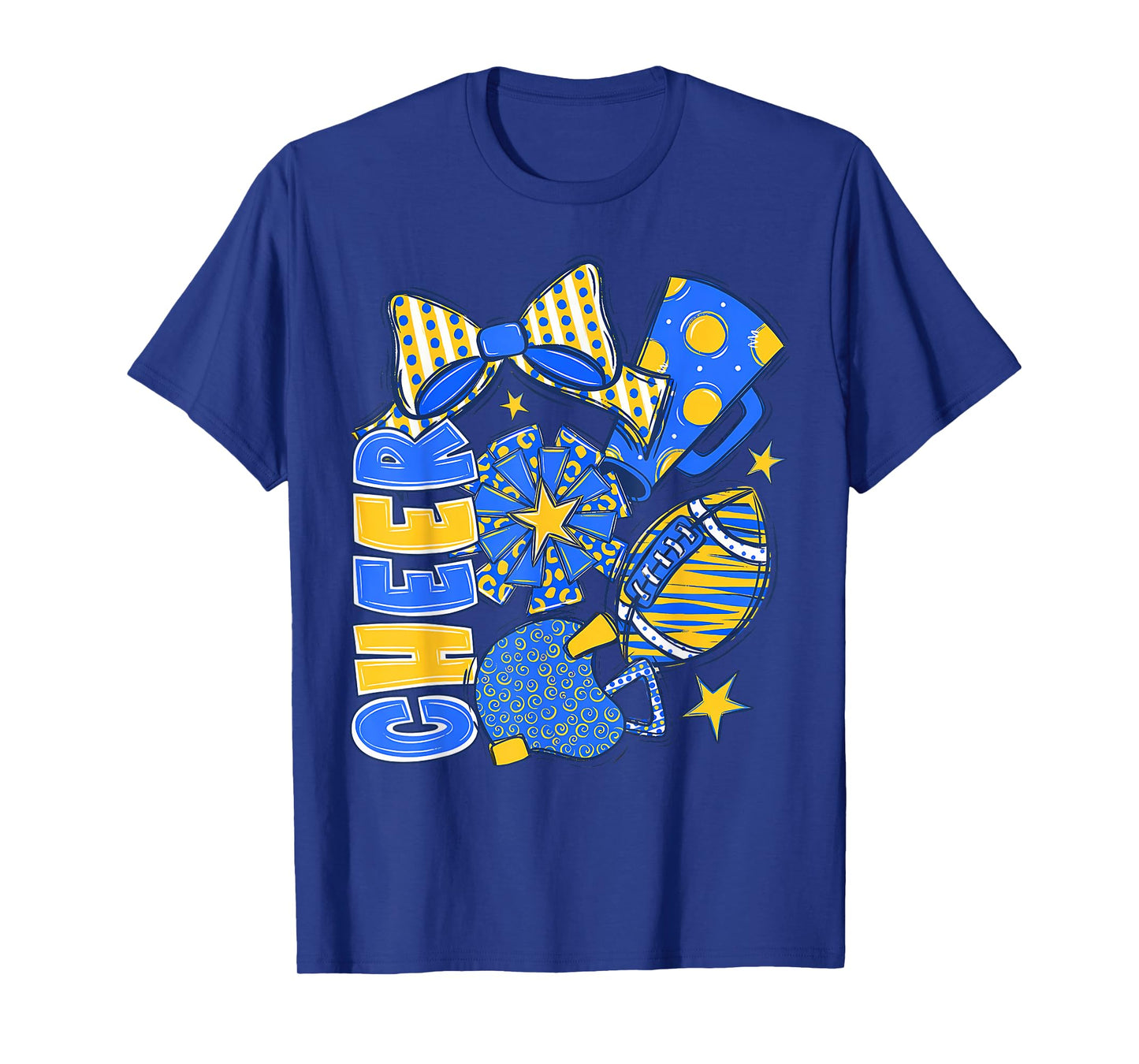 Cheer Mom Blue Cheerleader Game Day Cheer Mama Football T-Shirt