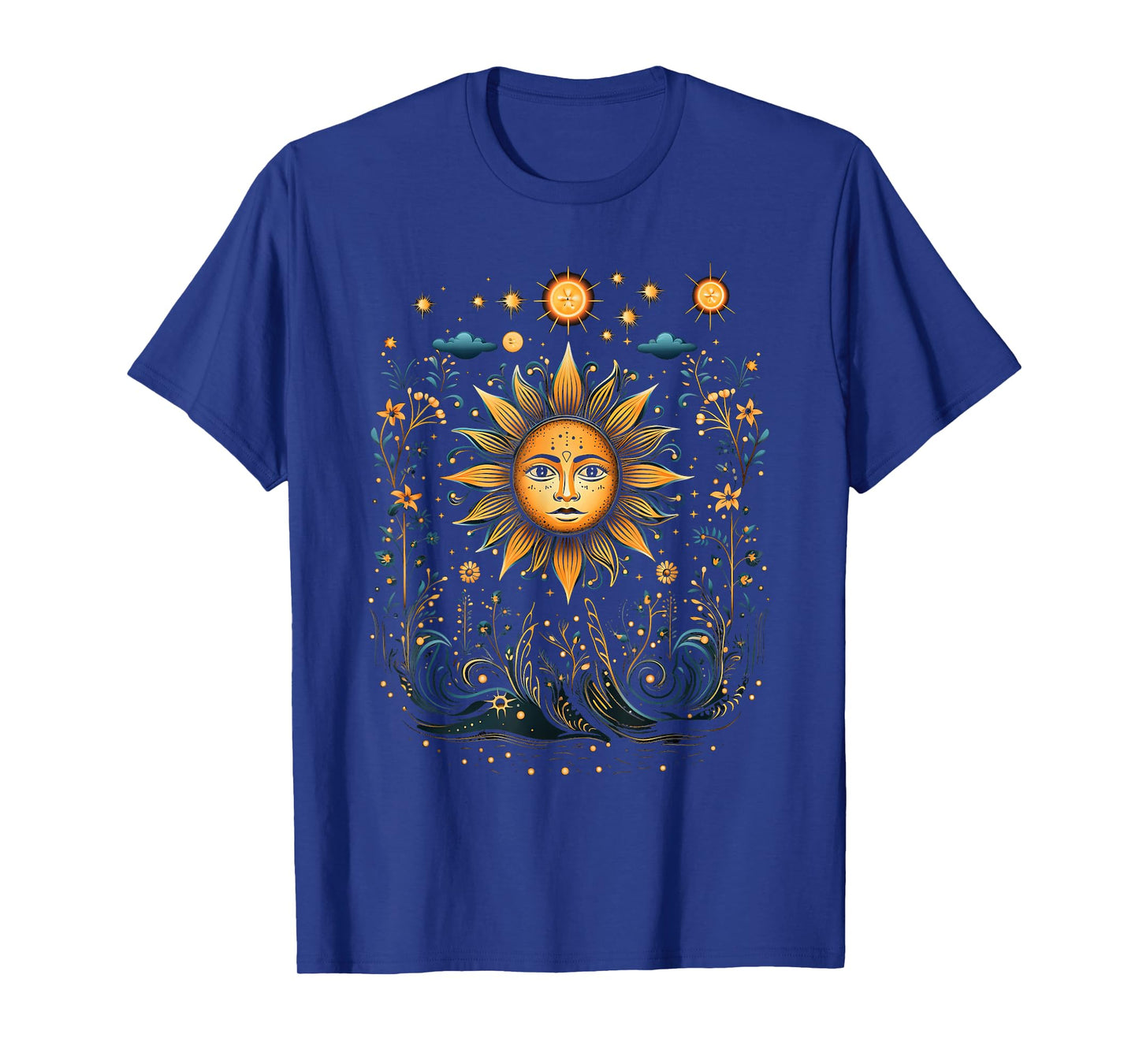 mystic sun and moon woman mystical flowers aesthetic T-Shirt