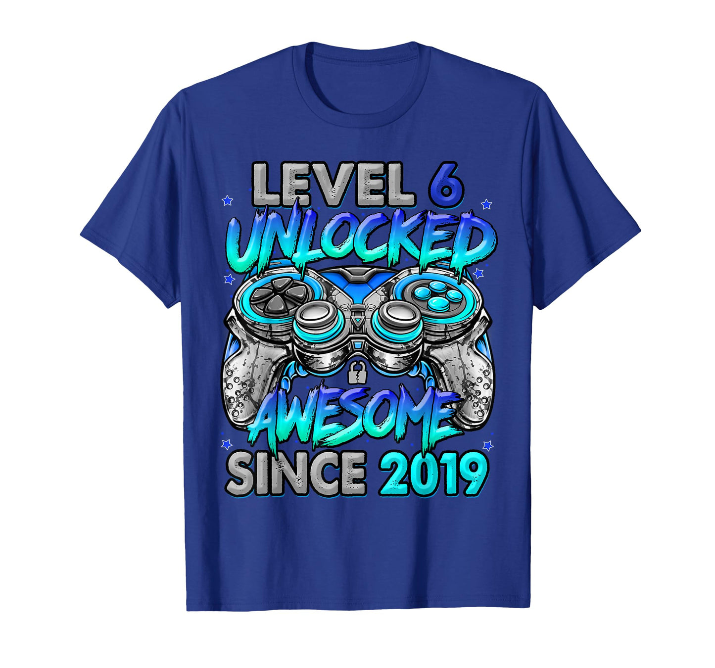 Level 6 Unlocked Awesome Since 2019 6th Birthday Gaming T-Shirt