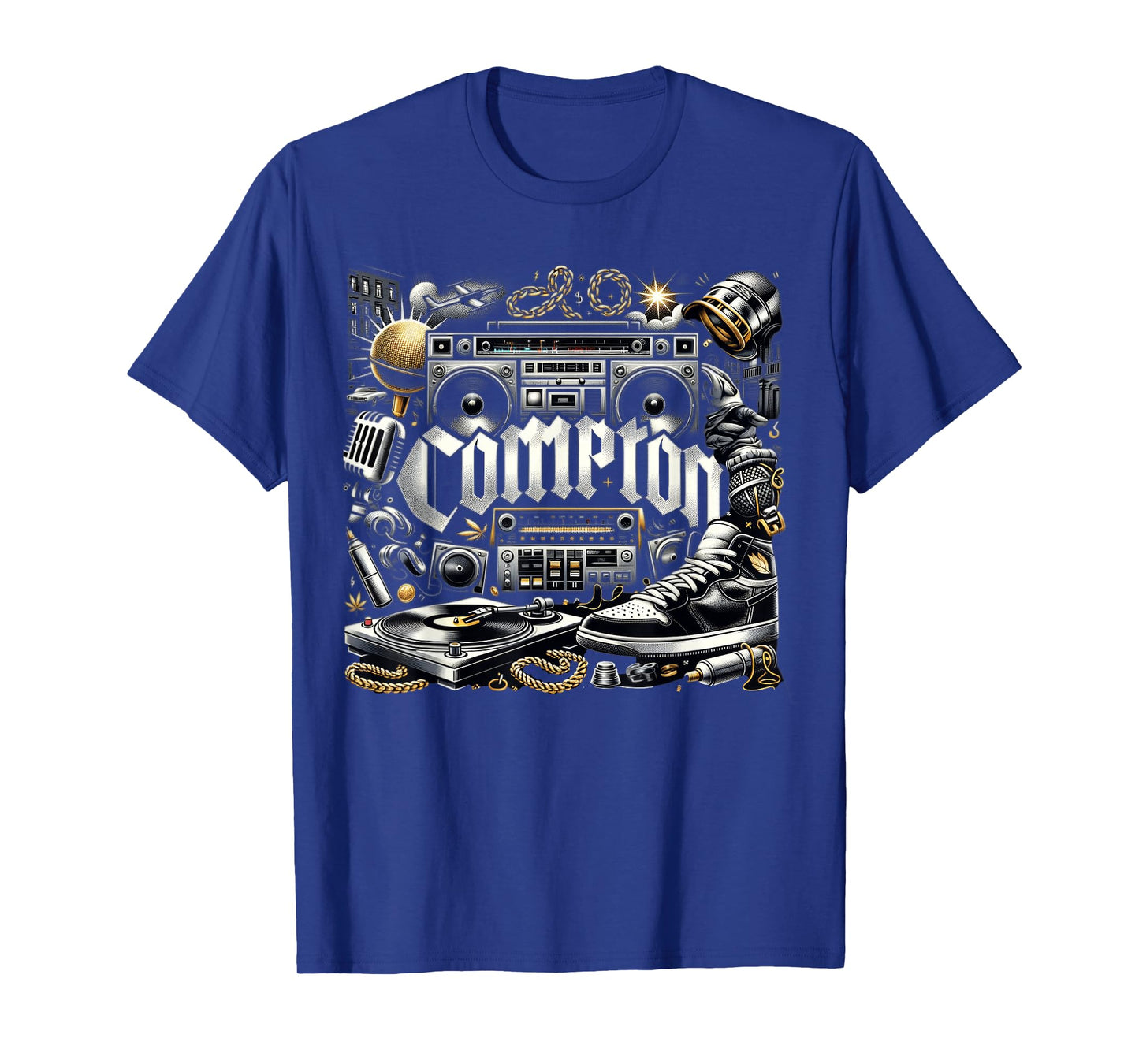 Compton NY Hip Hop Boombox Graphic Tee for Men Women T-Shirt